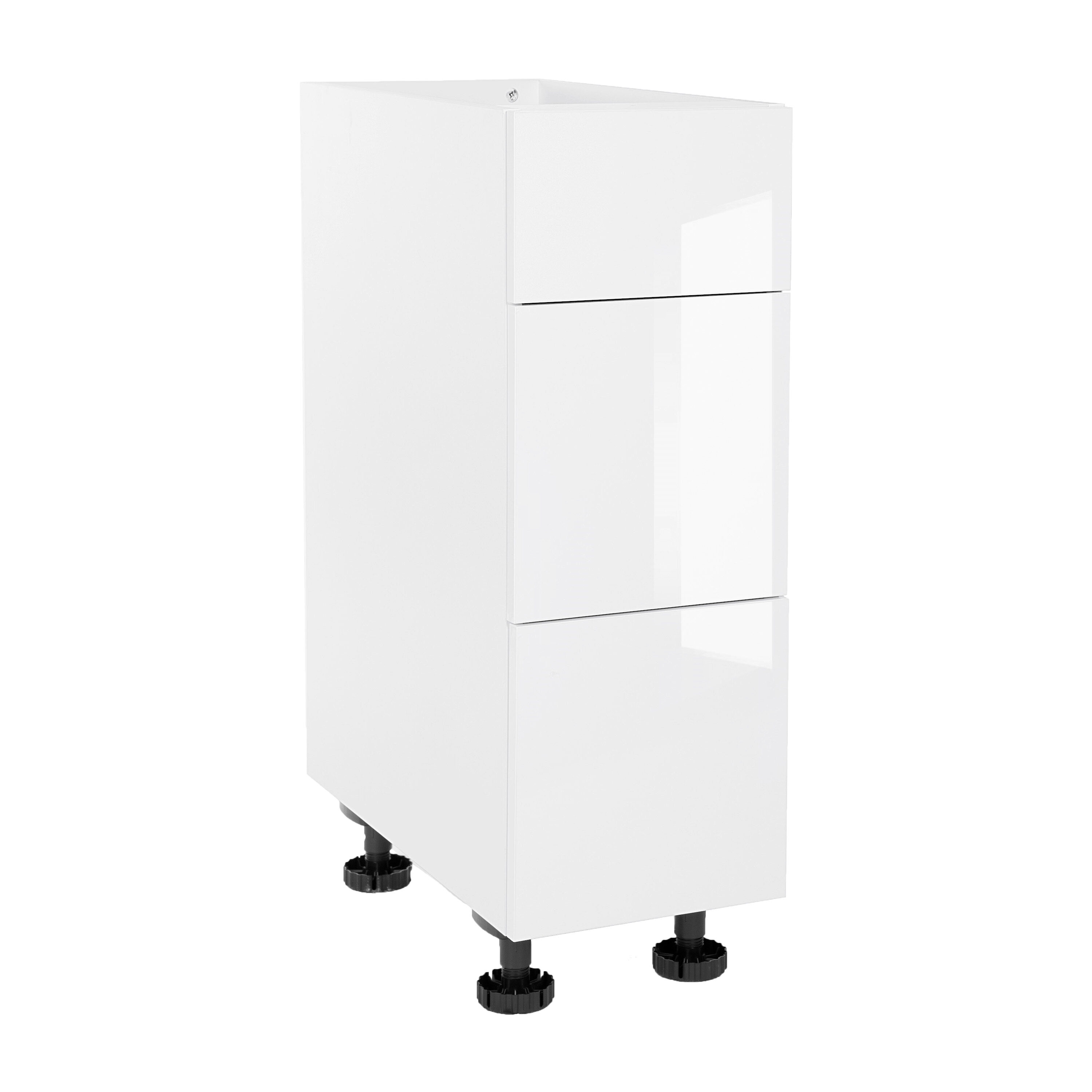 Cambridge SA-BUD2P12-WG 12-in W x 34.5-in H x 24-in D White Gloss Drawer Base Ready To Assemble Cabinet (Flat Panel Door Style)