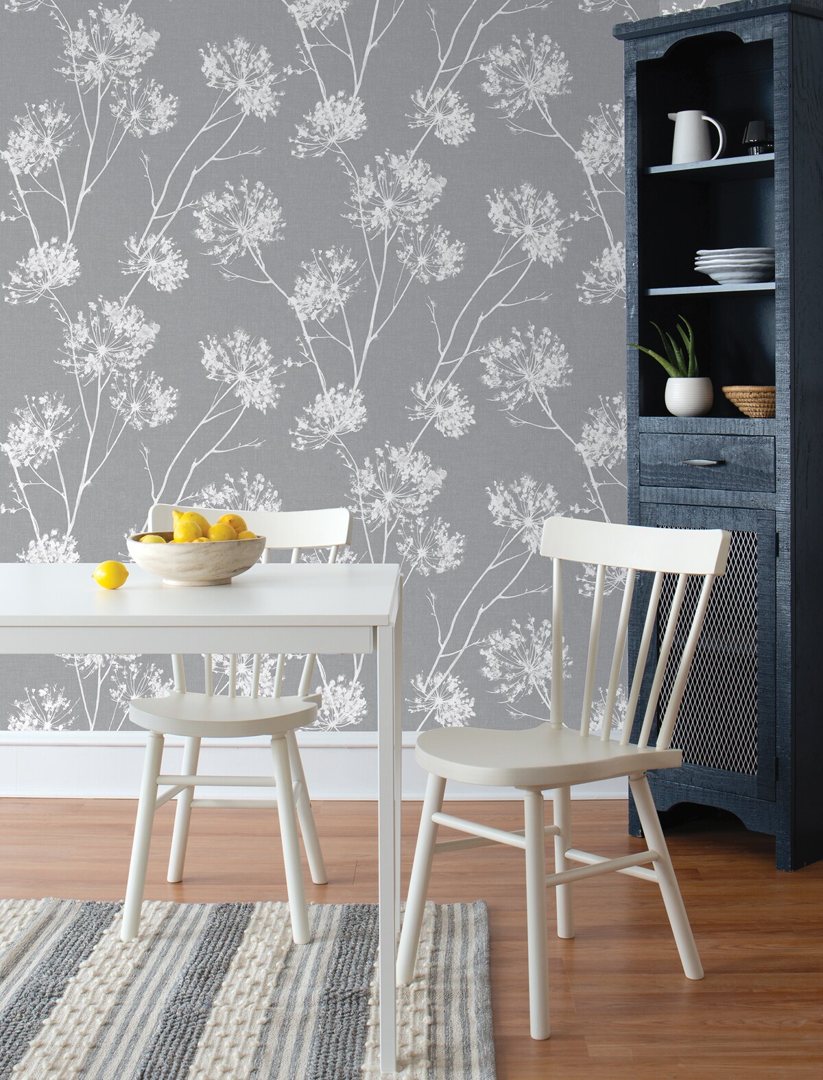 NextWall 30.75-sq ft Cove Gray Vinyl Floral Self-adhesive Peel and