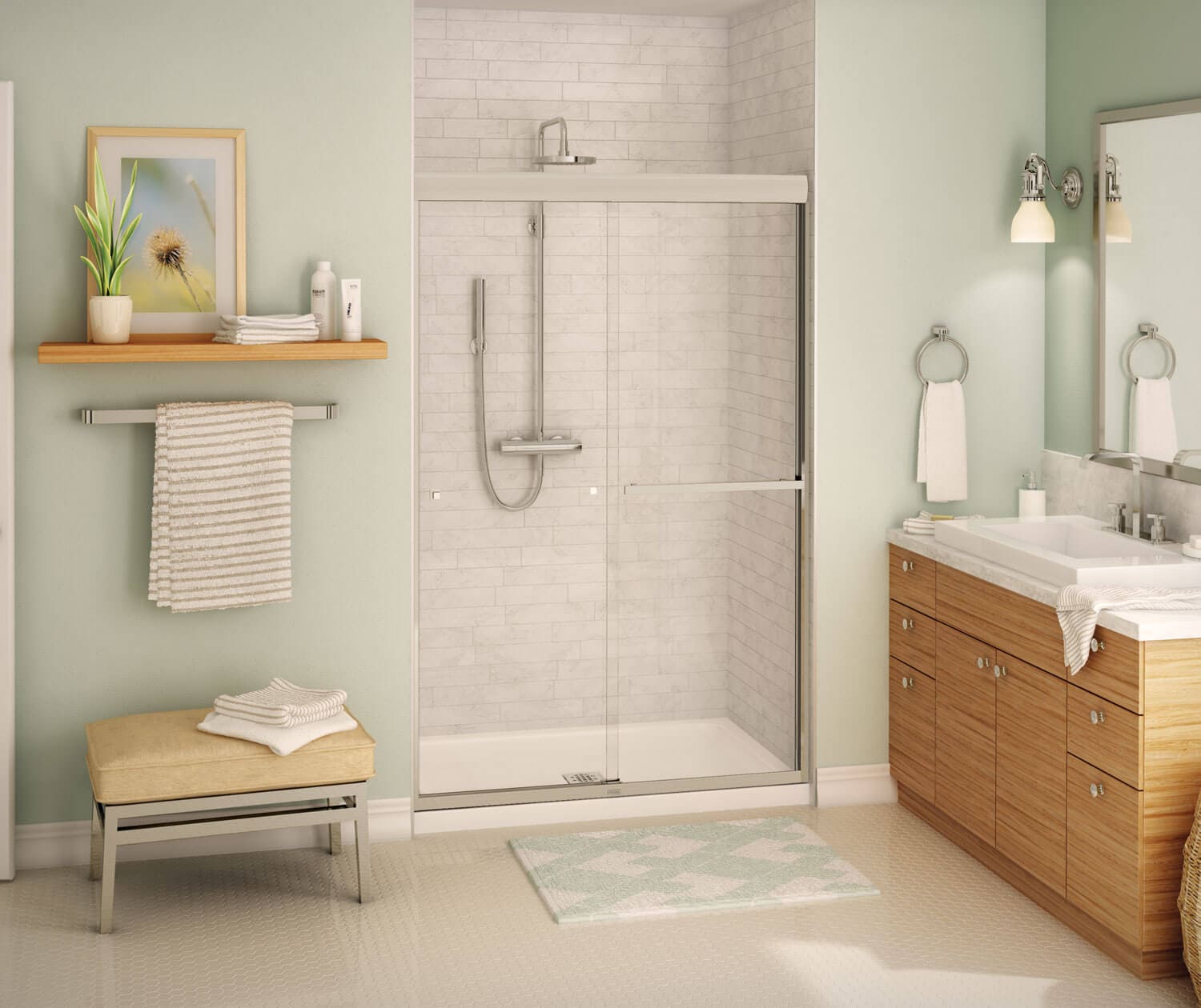 MAAX 135671-900-305-000 Aura Brushed Nickel 43-in to 47-in W x 71-in H Semi-frameless Sliding Shower door 5/16-in Thick Clear Glass