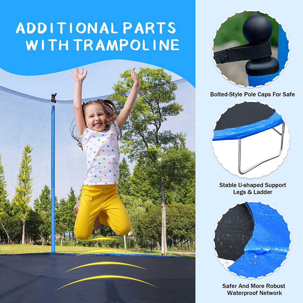Sunrinx 14FT Round Backyard Trampoline with Safety Enclosure, Basketball  Hoop and Cover - Blue, 240 lbs Weight Capacity at