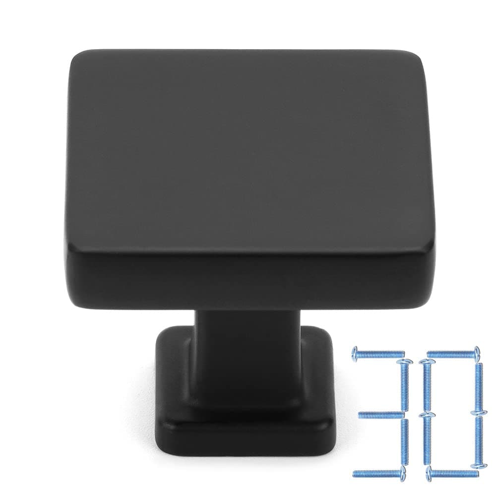 Lovav Black Knob 1 Inch 30Pcs Modern Solid Metal Drawer Handles With Free Installation Screws For Kitchen Bathroom Furniture