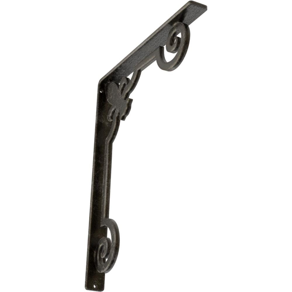 Ekena Millwork BKTM01X12X15SFLAWS Fleur De Lis 12-in x 1.5-in x 15-in Gray Wrought iron Countertop support bracket