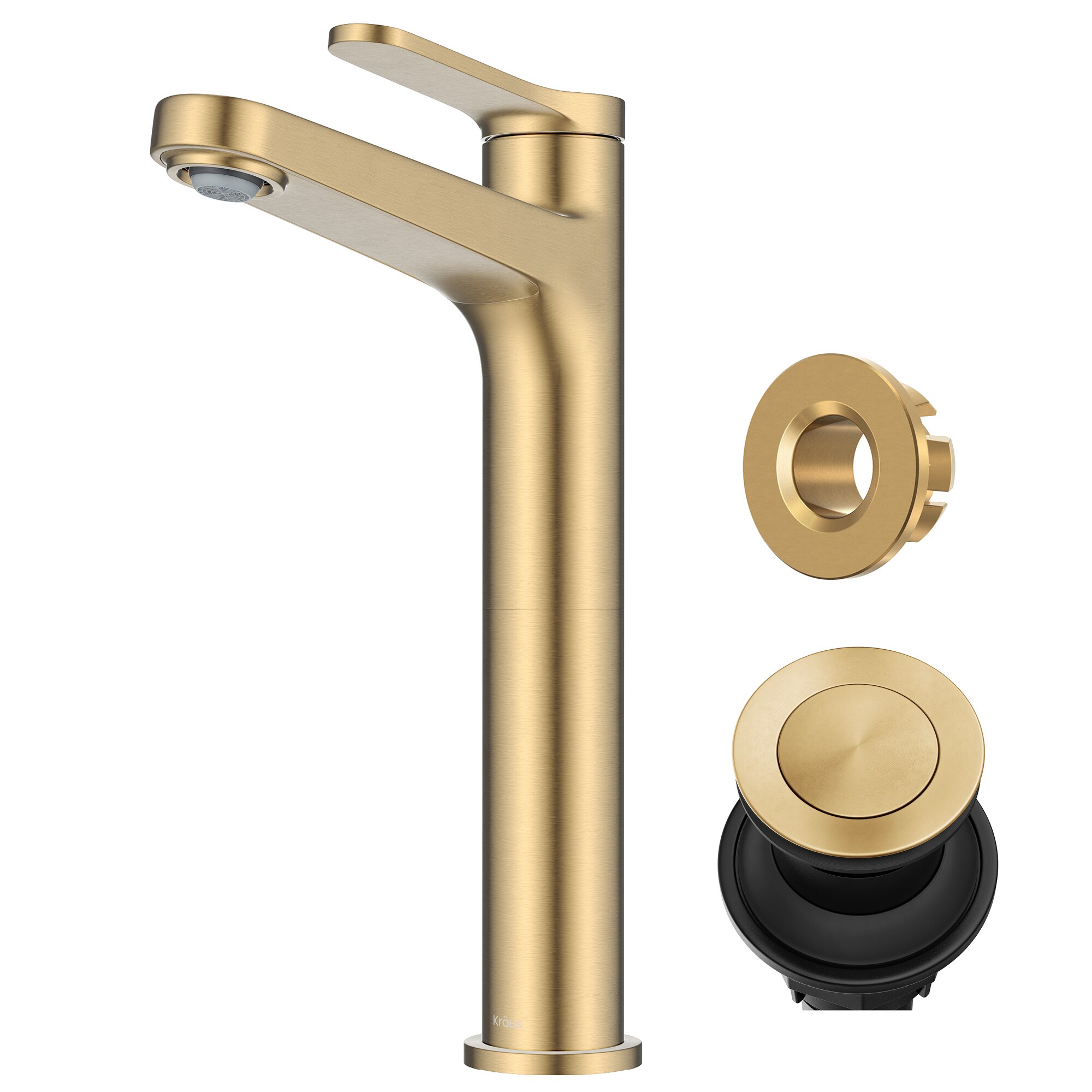Indy Spot-Free Brushed Brass Single Handle Vessel Sink Faucet