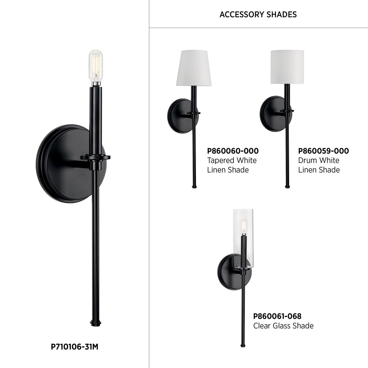 Elara Matte Black and Clear Glass Wall Sconce, 16.62"