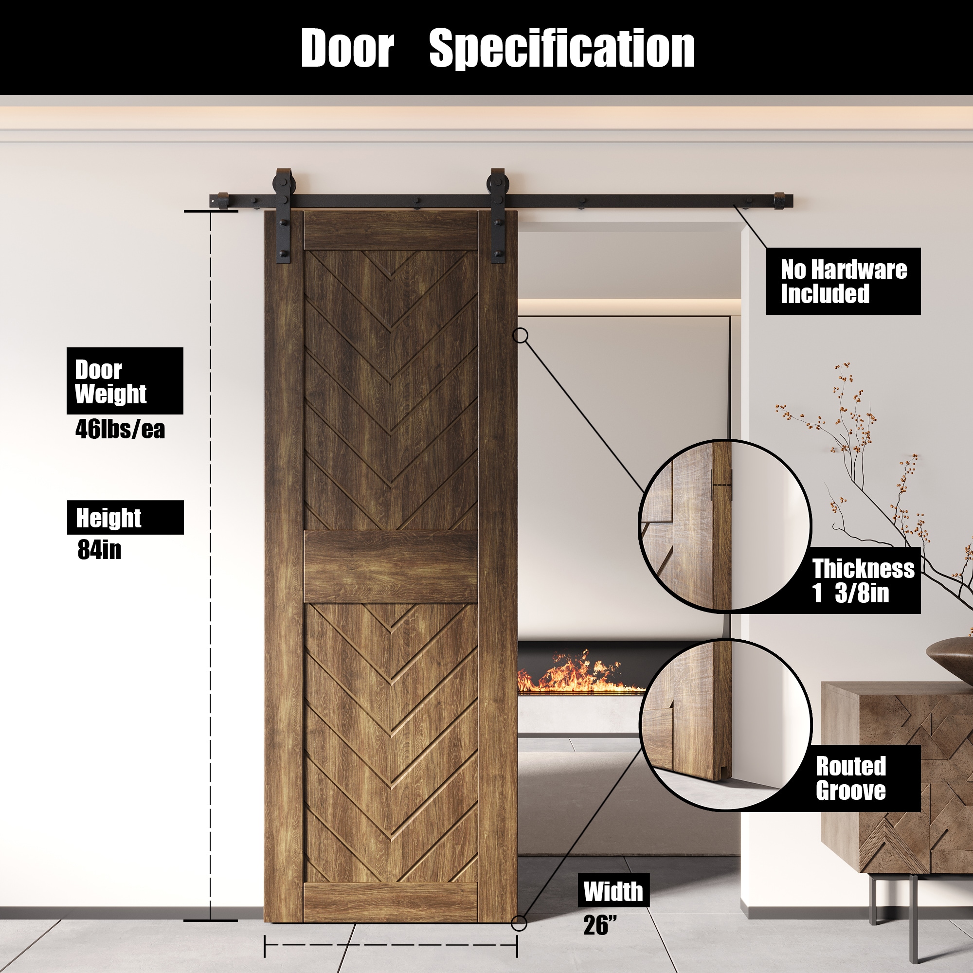 HOMACER JT3-2684-WA Barn-Doors - View #2