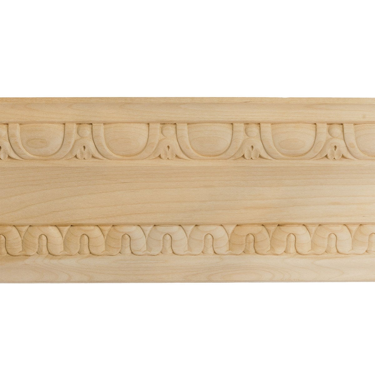 Ekena Millwork 687251 Bedford Carved Wood 6-3/4-in x 7-ft 10-1/2-in Cherry Unfinished Wood Crown Moulding 2 -Pack