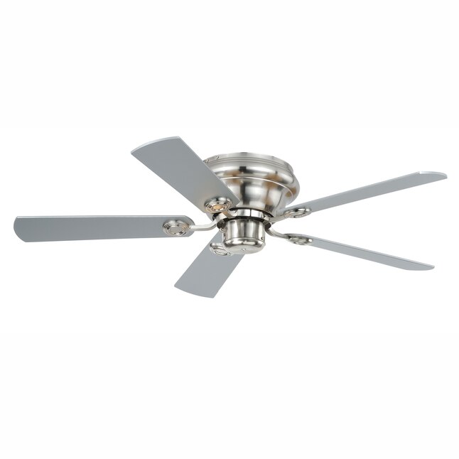 Cascadia 42 In Satin Nickel Indoor Flush Mount Ceiling Fan With Light Kit 5 Blade The Fans Department At Com - 42 Low Profile Ceiling Fan No Light