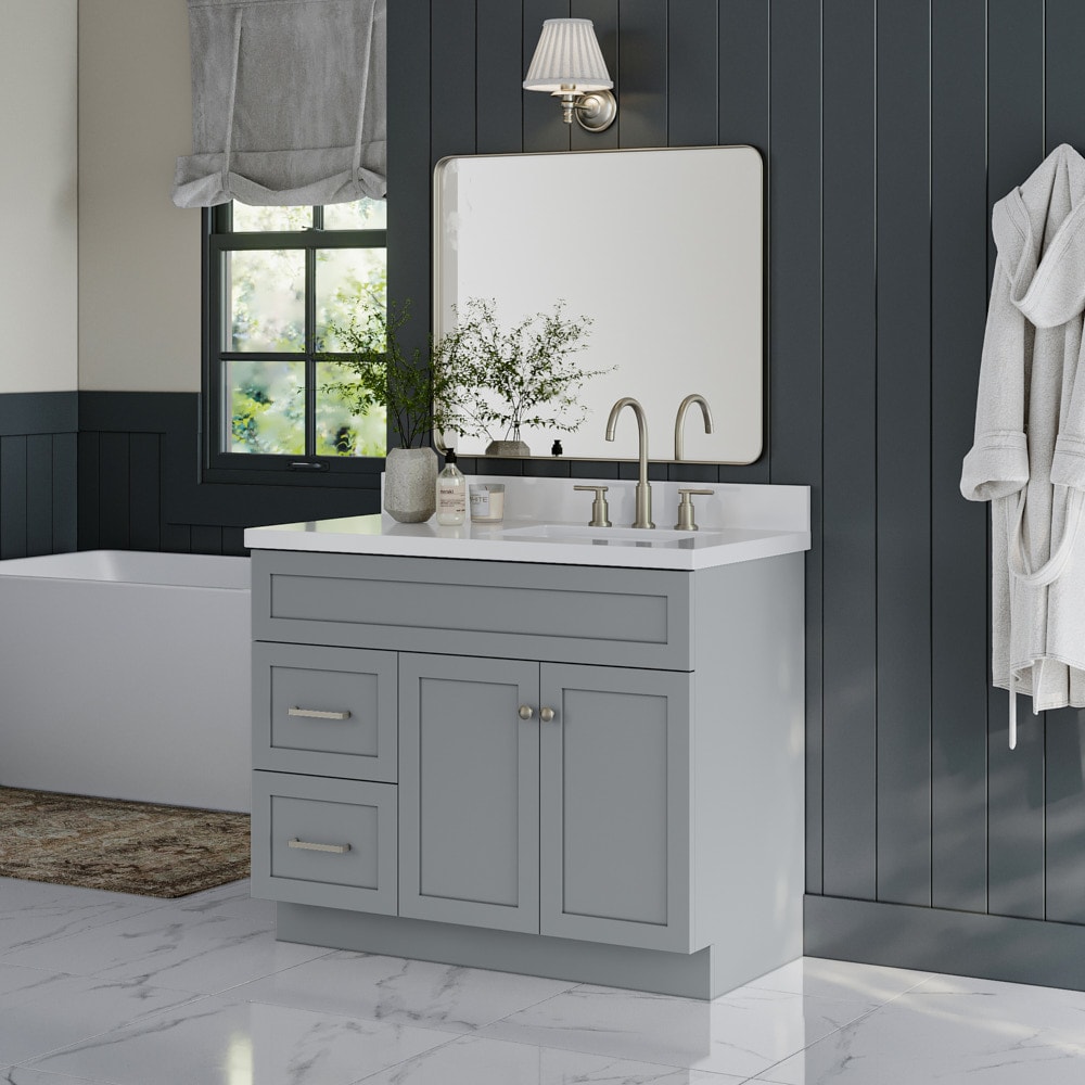 ARIEL F043SRWQRVOGRY Hamlet 43-in Grey Undermount Single sink Bathroom Vanity with Pure White Quartz Quartz Top