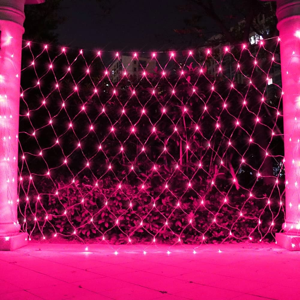 Pink Led Display Vrbgify Pink Net Light 240 LED Mesh Fairy Lights Timer 8 Modes Plug in ...