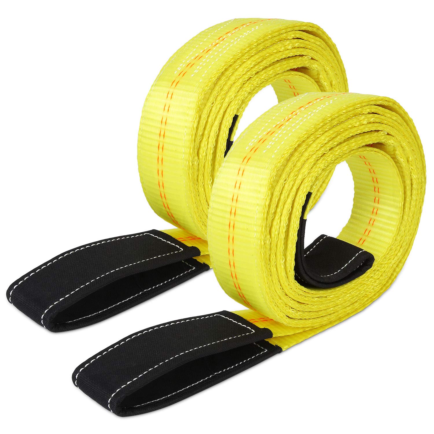 KHKFY  2 pack 10 foot by 2 inch lifting sling straps heavy duty nylon webbing tree saver recovery straps with 12400 pounds basket rated capacity