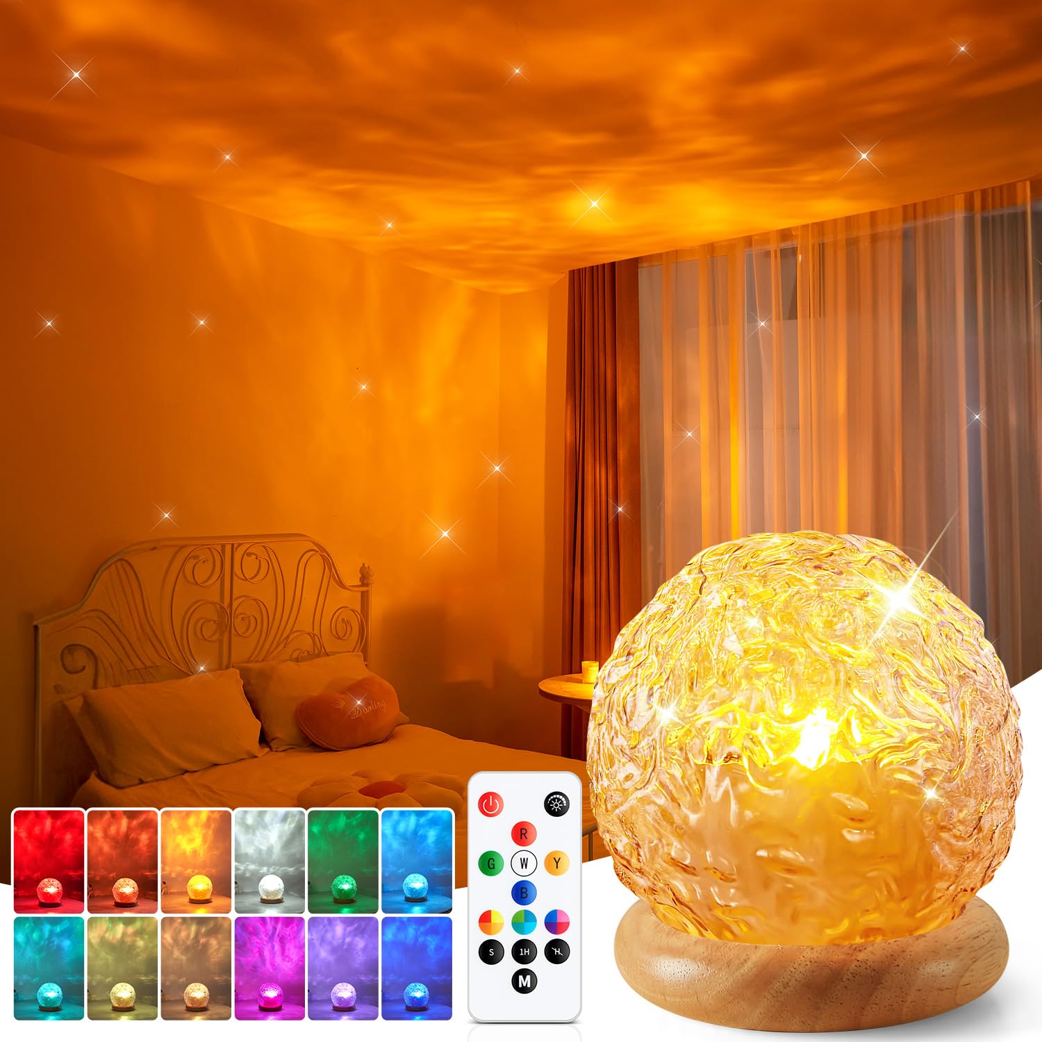 Crystal Light Projector 216 Modes RGB Bedroom Ambient Lamp Remote Control Timer