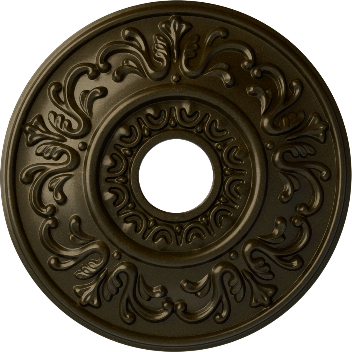 Ekena Millwork CM18VLGGS Valletta 18-in W x 18-in L Painted Green Gold Polyurethane Whole Ceiling Medallion