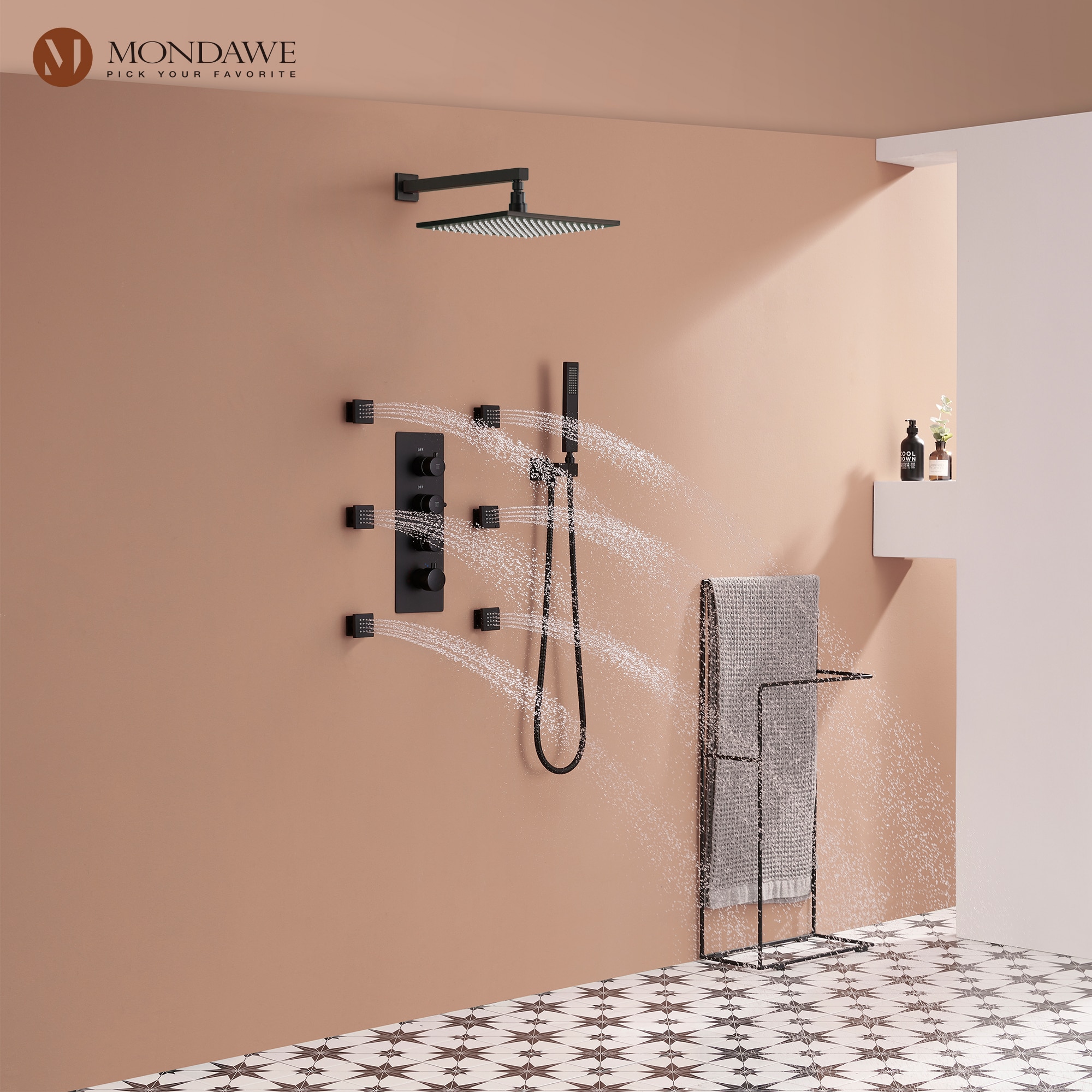 Mondawe WF6310-12BL-WM Showerhead-Bar-Panels - View #2