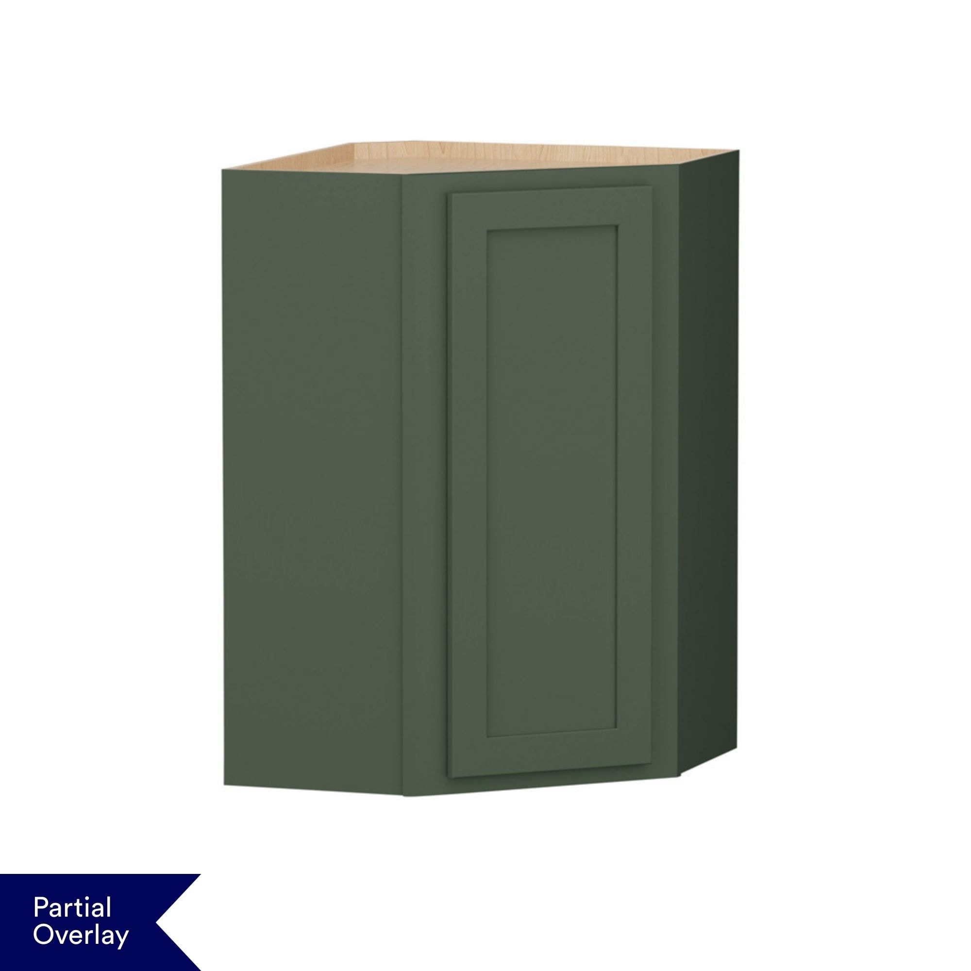 Shenandoah Breckenridge POL 24-in W x 36-in H x 12-in D Sage Diagonal Corner Wall Fully Assembled Cabinet Recessed Panel Shaker