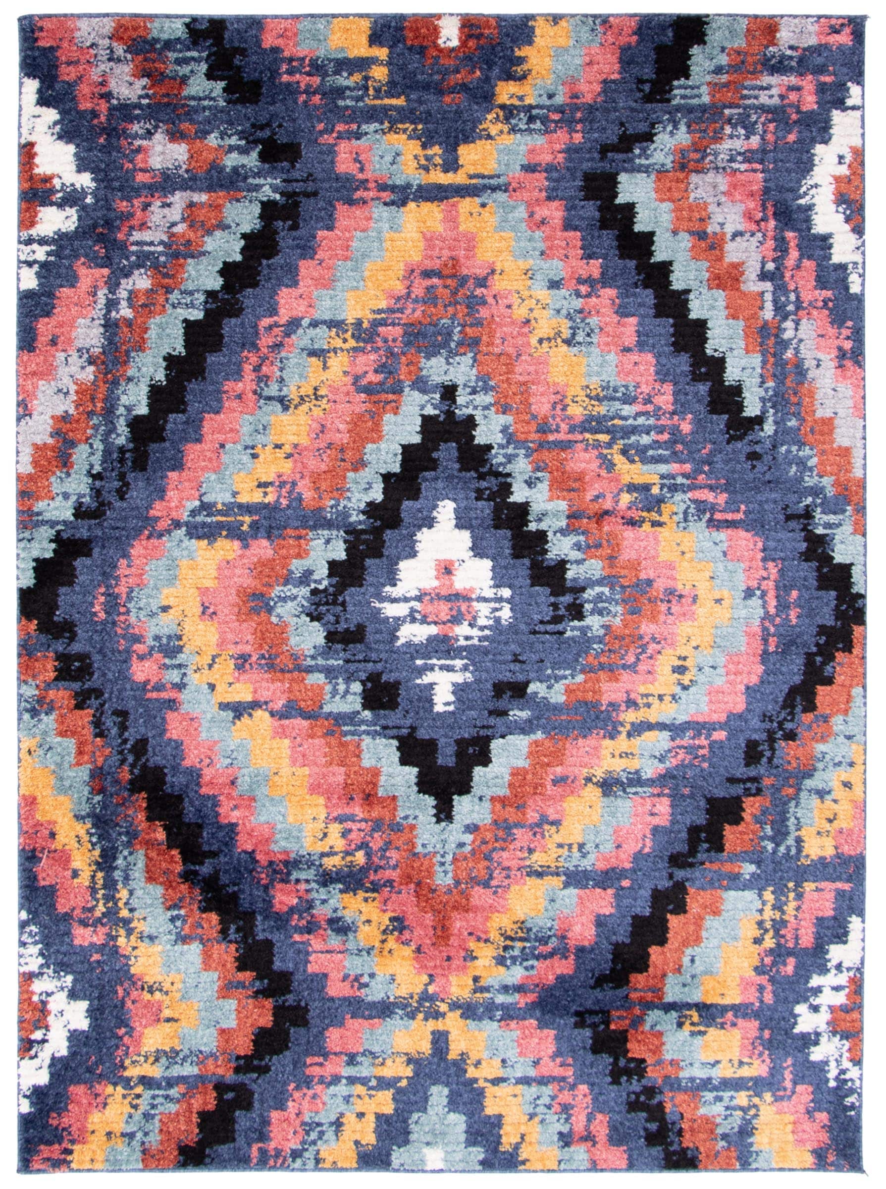 ECARPETGALLERY 358400 4 x 6 (ft) Polyester Navy Rectangular Indoor Geometric Area rug