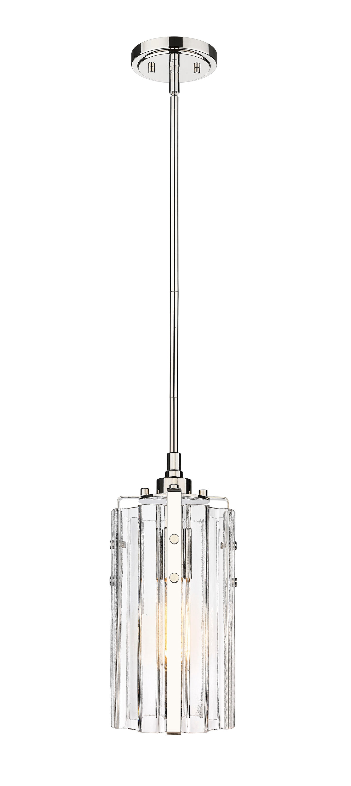 Polished Nickel 12" Mini Pendant with Glass Shade