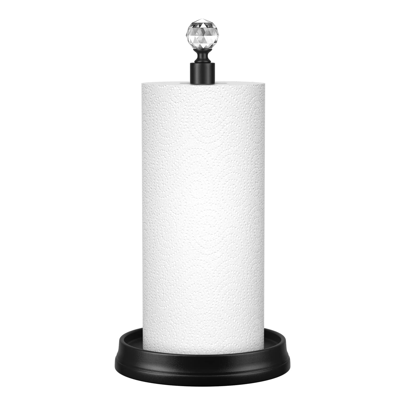 Aoibox  Crystal Head Paper Towel Holder Steel Countertop Stand for Standard and Jumbo Rolls Matte Black 7 1 x