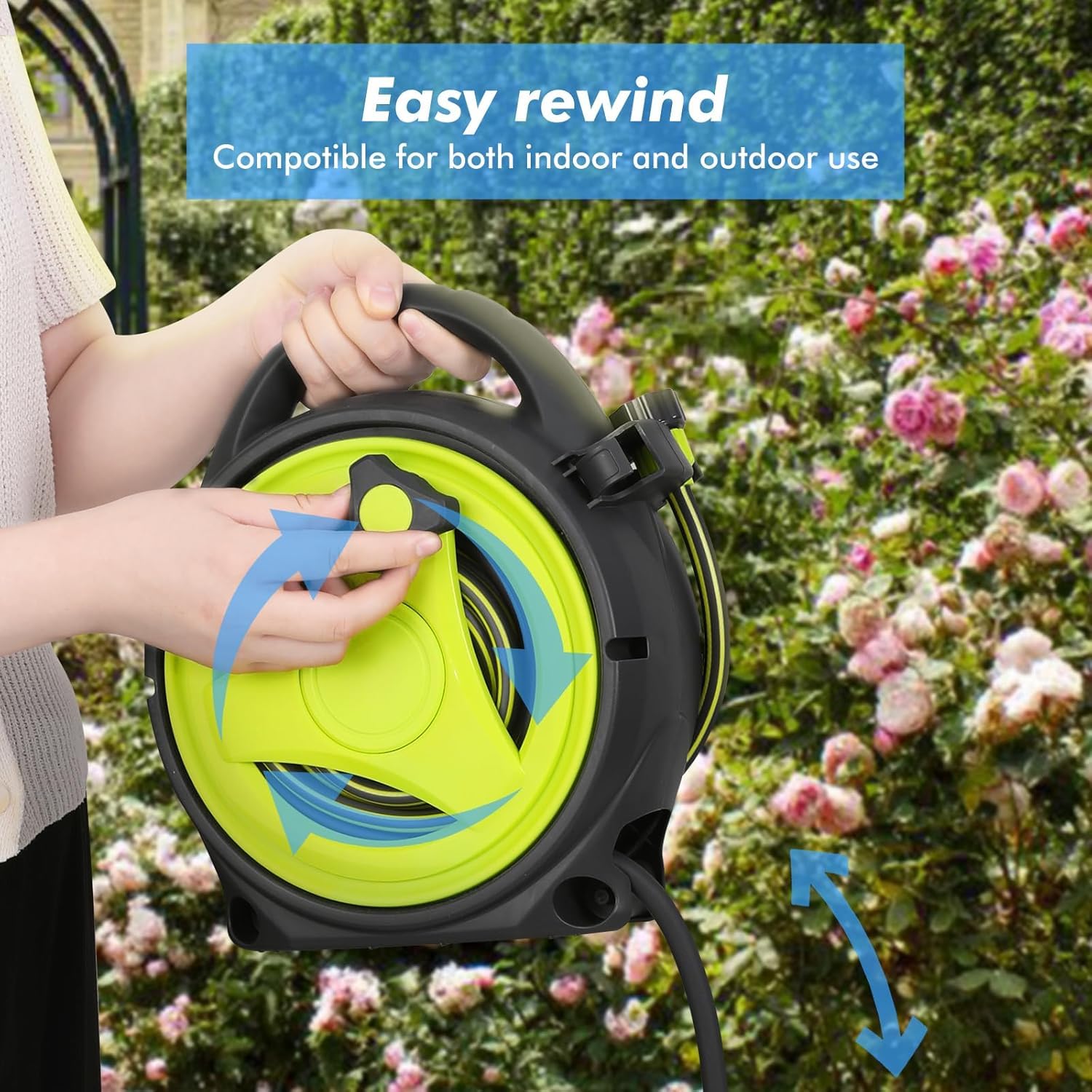 Afoxsos Retractable Garden Hose Reel 45ft Portable PVC Shell with 10 ...