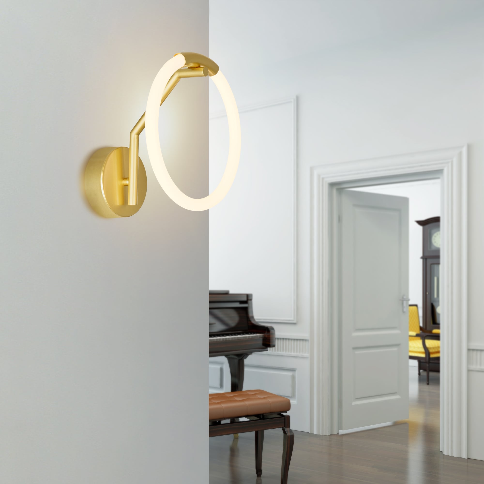 CWI Lighting 1273W10-1-602 Hoops 10-in W 1 -Light Satin Gold Integrated LED Wall Sconce