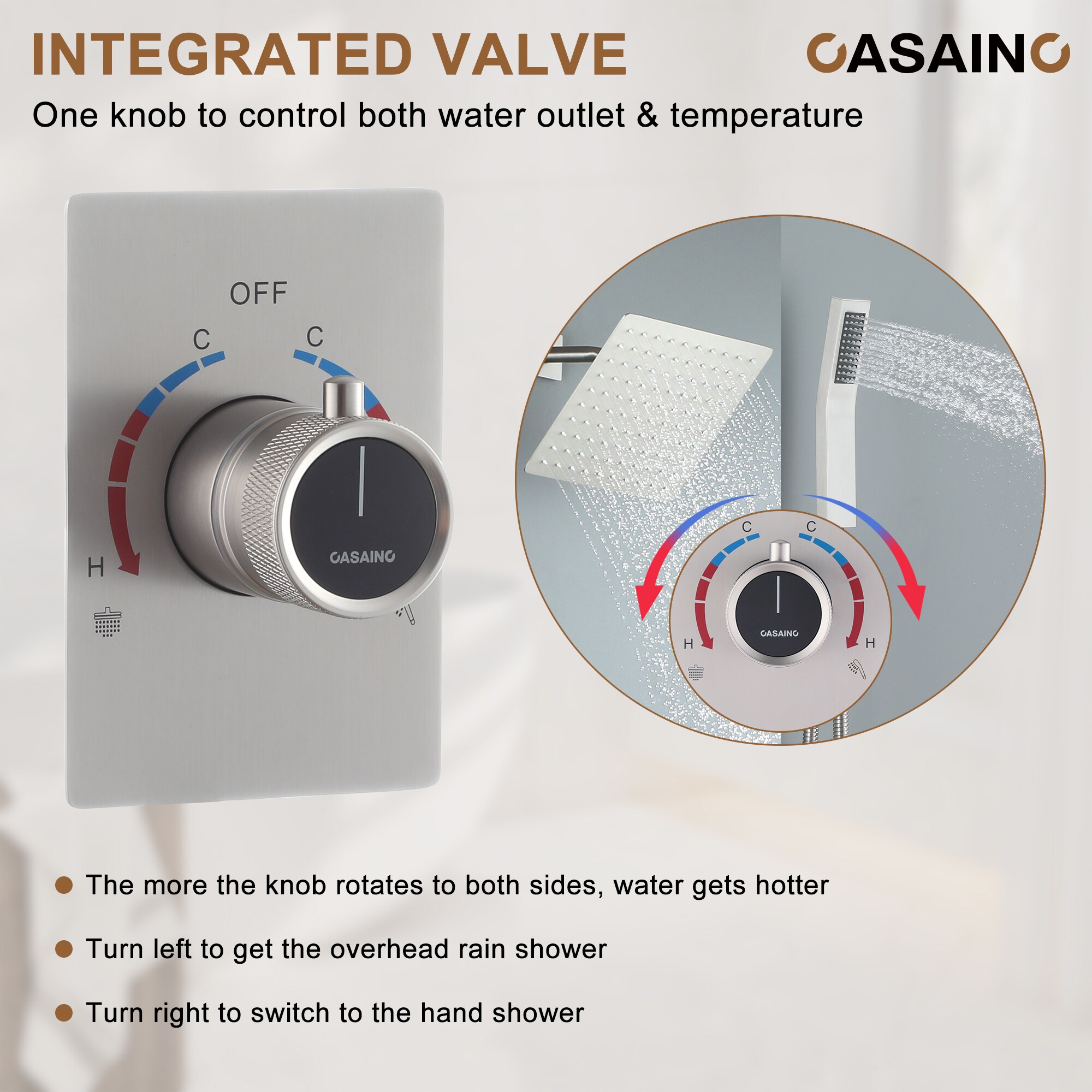 CASAINC CASA07BN Showerhead-Bar-Panels - View #6