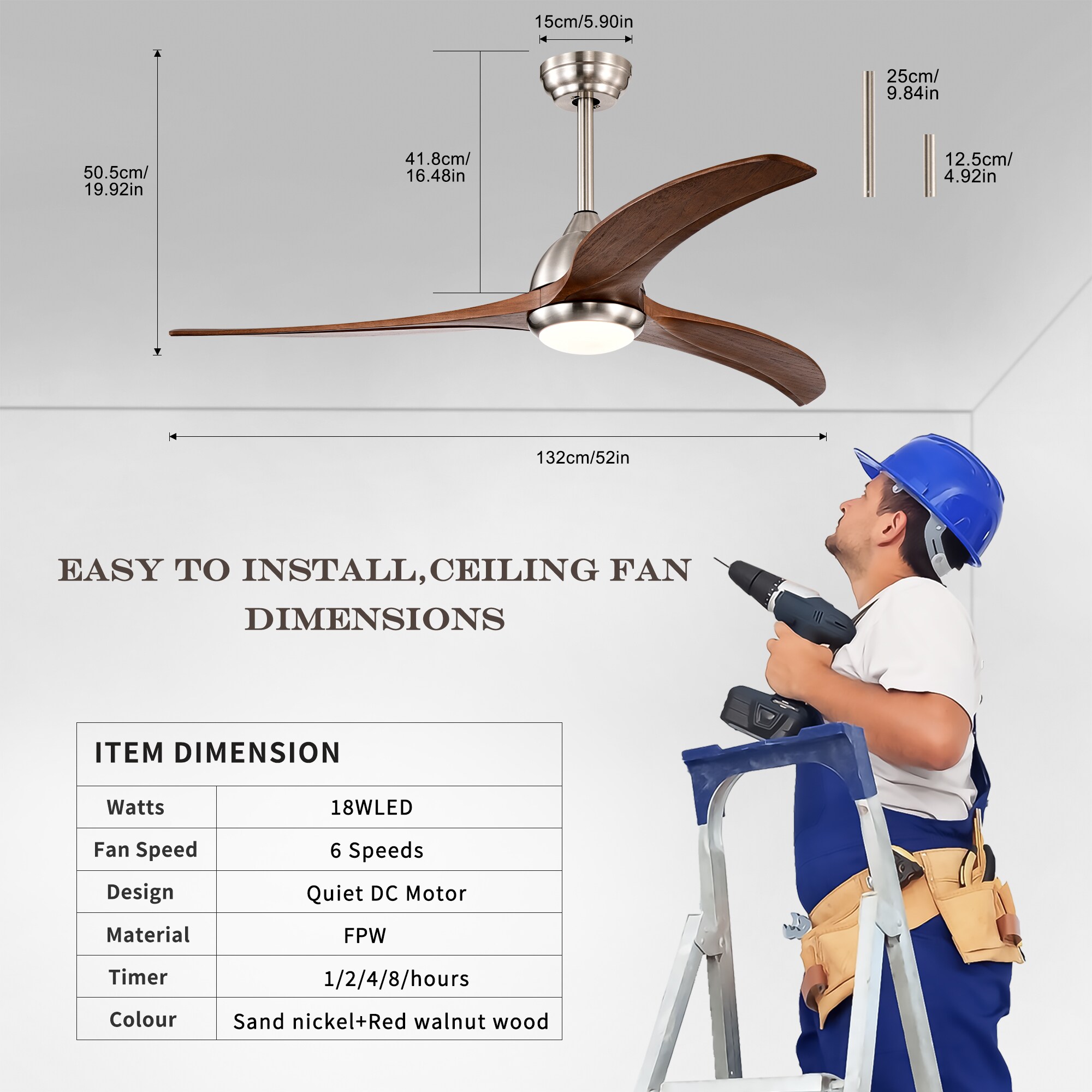 WELLFOR GYH52-1013-3WH Ceiling-Fans - View #9