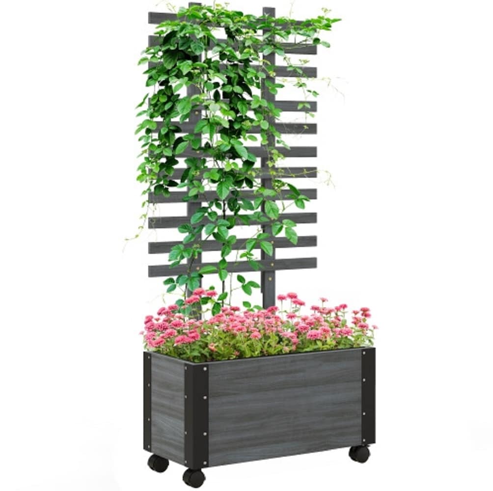 ZAKLOOP WU2225P174420 12.25-in W x 25.5-in L x 57.75-in H Gray Wood Raised Garden Bed