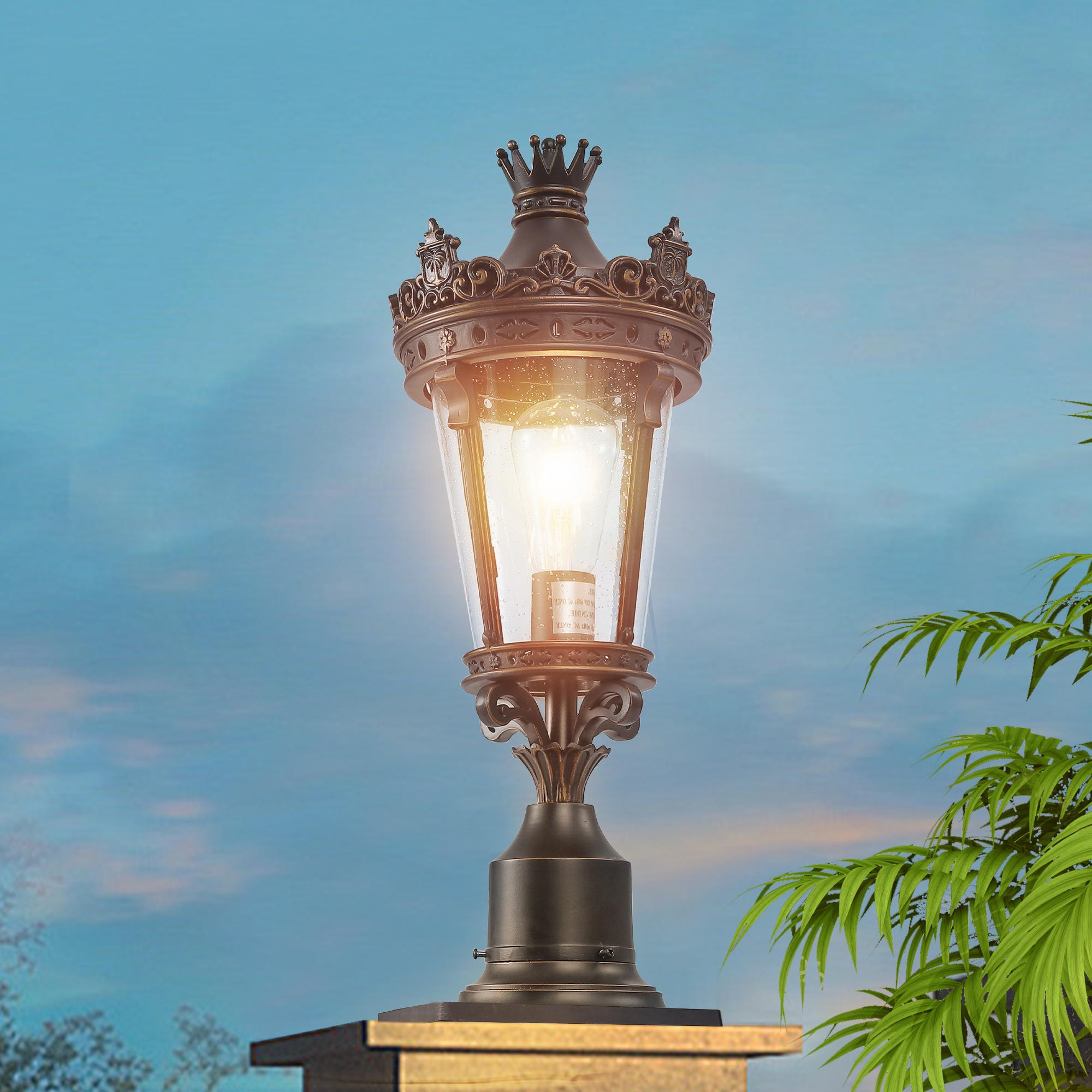 Bayfeve BFLCM-9952-LT Vintage Crown Outdoor Post Lantern 21.7-in Bronze Vintage Outdoor Light post lantern