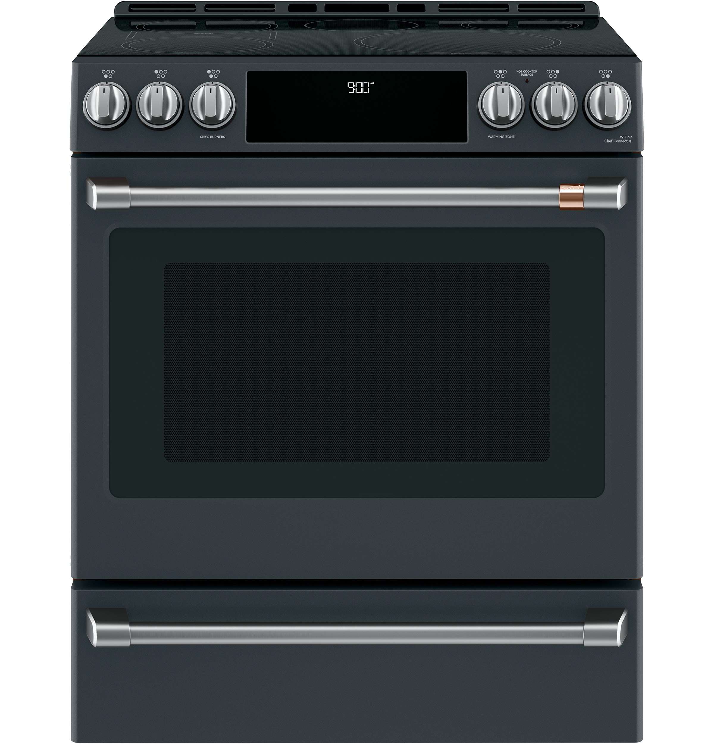 Cafe CHS900P3MD1 30-in 5 Elements Self-cleaning and Steam Cleaning Air Fry Convection Oven Slide-in Induction Range (Matte Black)