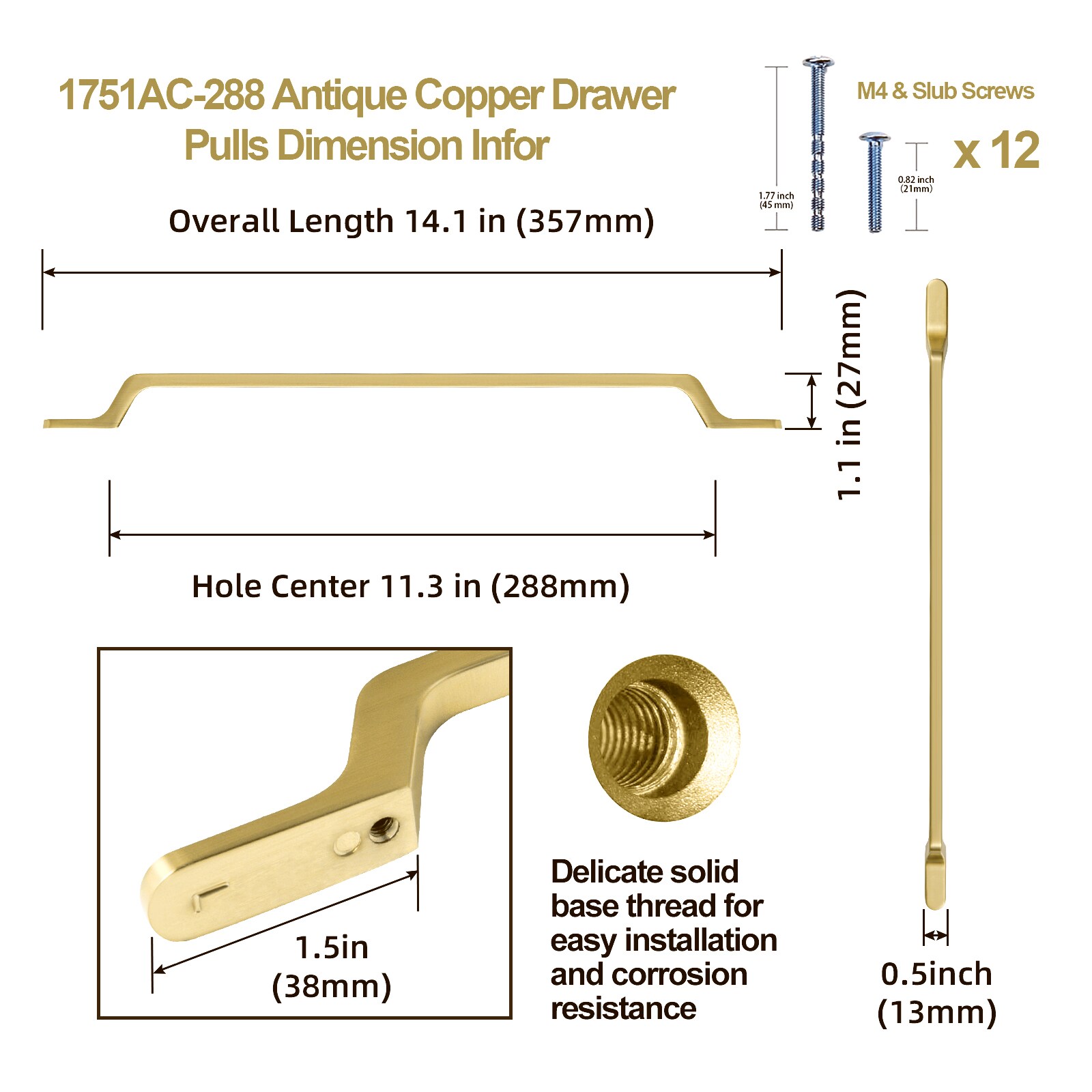 Miaokesen 1751TLS-288 Cabinet-Pulls - View #2