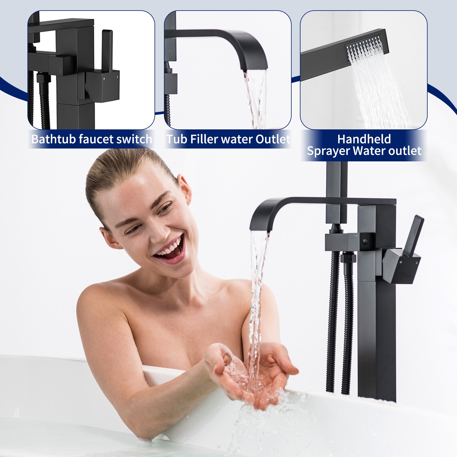 BWE A-97012-BLACK Roman-Tub-Faucets - View #3