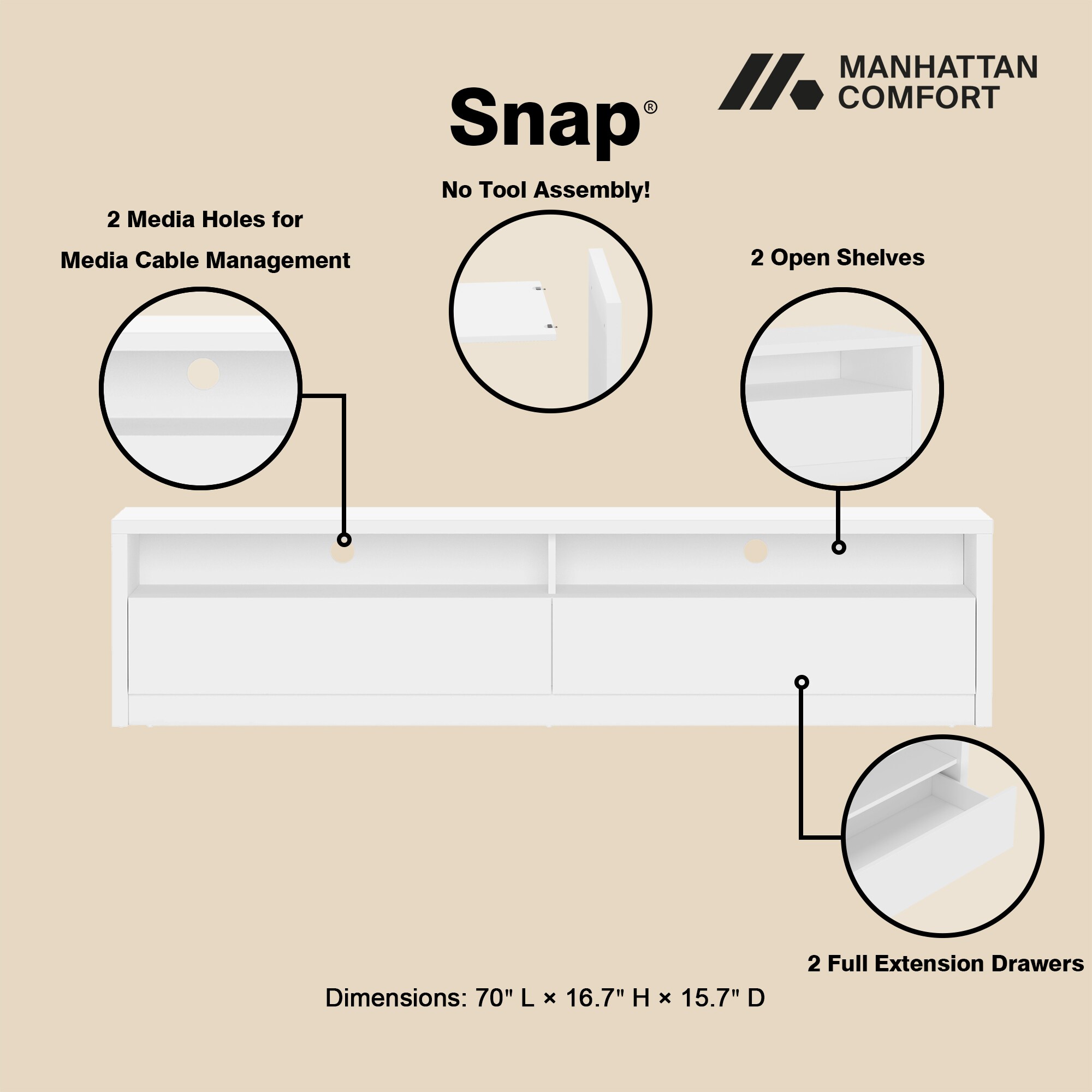 Manhattan Comfort TV008-WH Tv-Stands - View #4