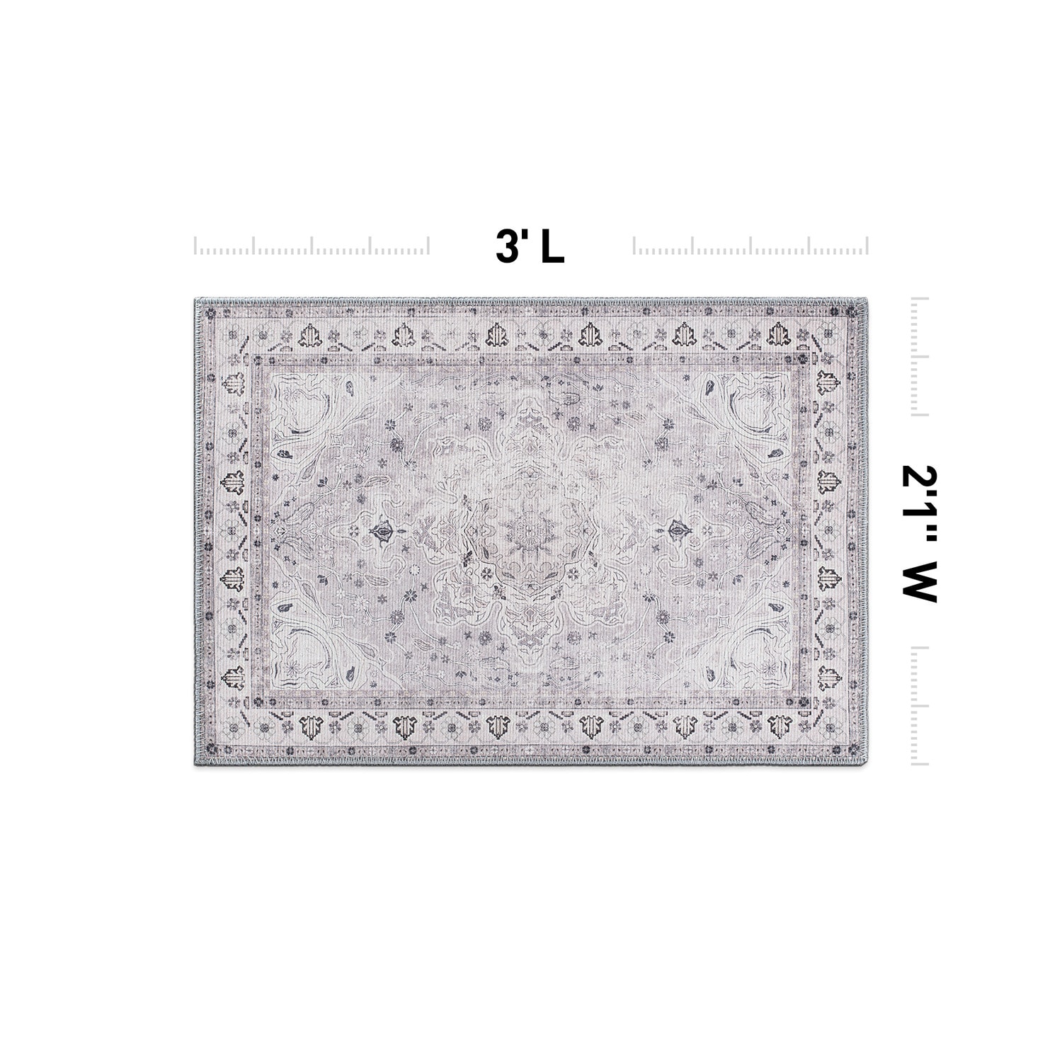 Gray Medallion Flat Woven Machine Washable Area Rug