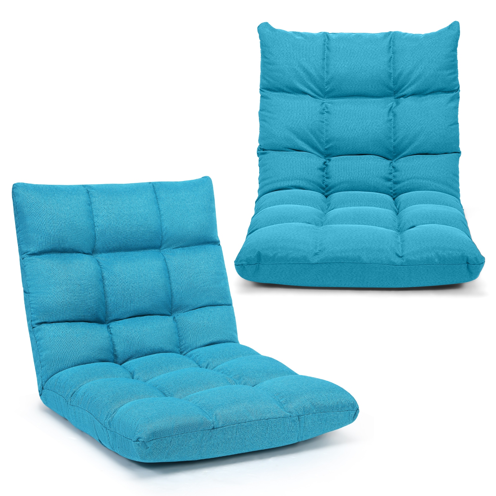 Volenca - 14-Position Adjustable Folding Lazy Floor Gaming Sofa Chair with Steel Frame 42-in L 26...