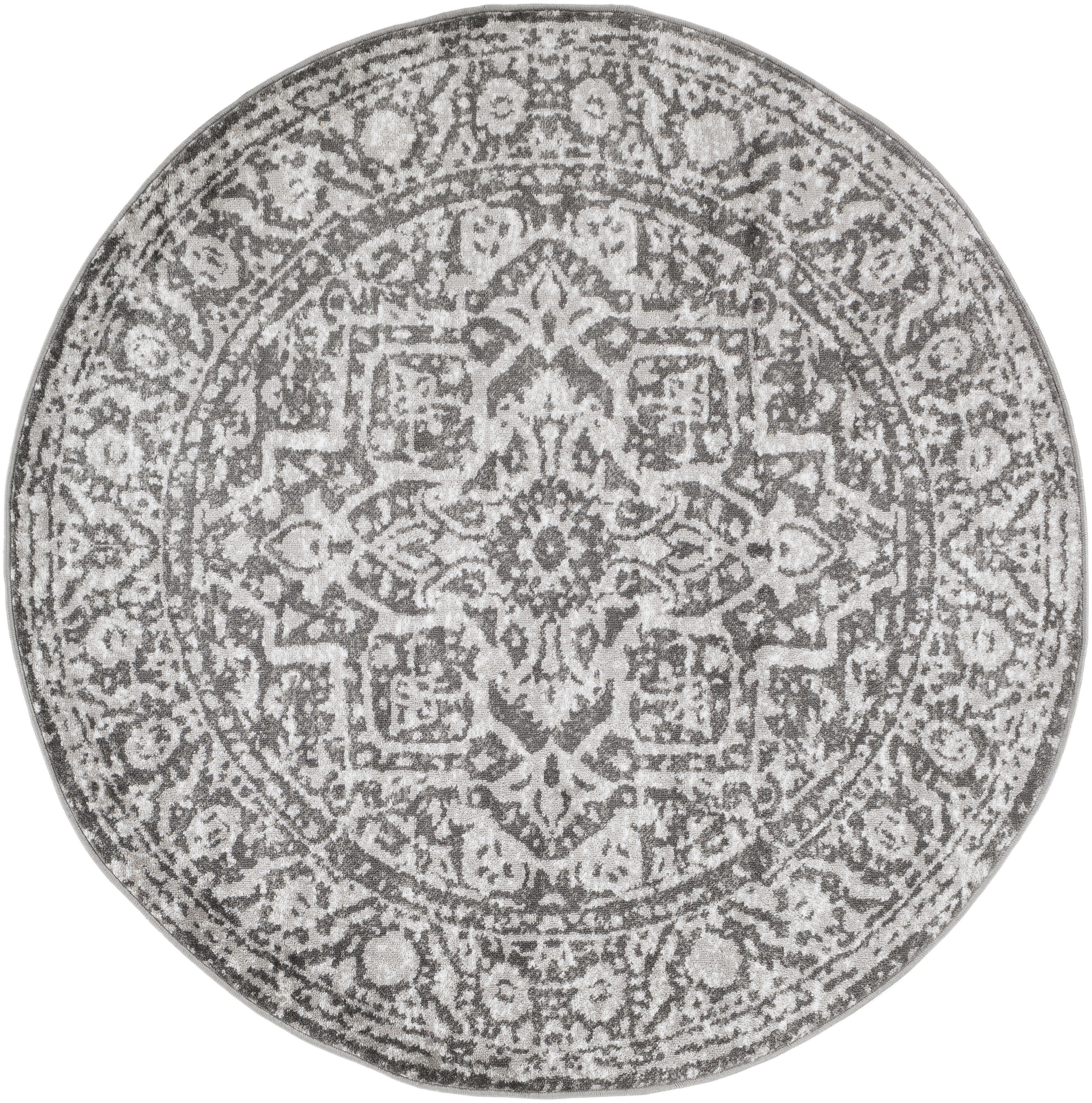 Livabliss MNC2300-53RD Monte Carlo 5 x 5 (ft) Polypropylene Gray Round Indoor Medallion Oriental Area rug
