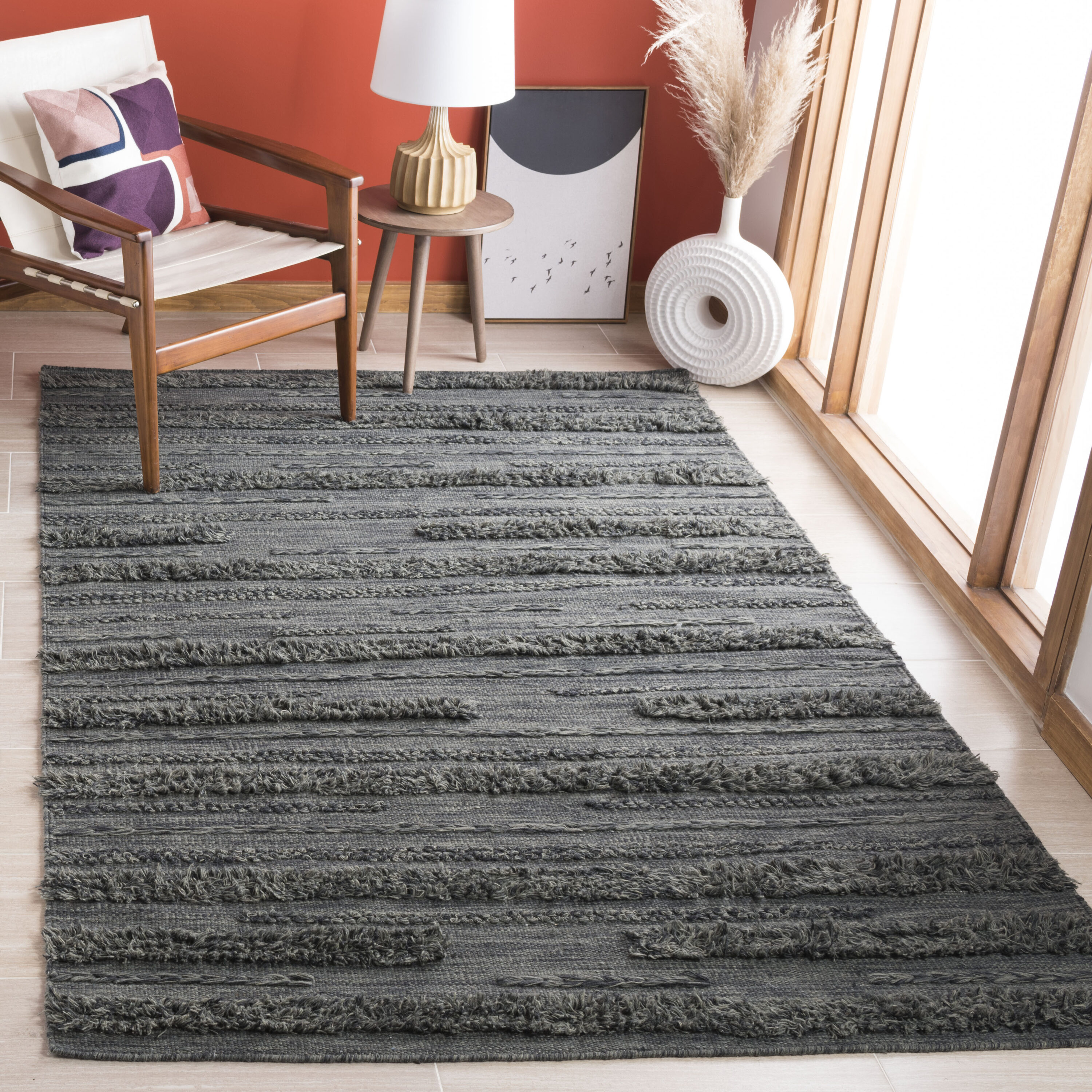  Vermont 901 Charcoal/Ivory Coastal 4ft x 6ft Small Rectangle Rug