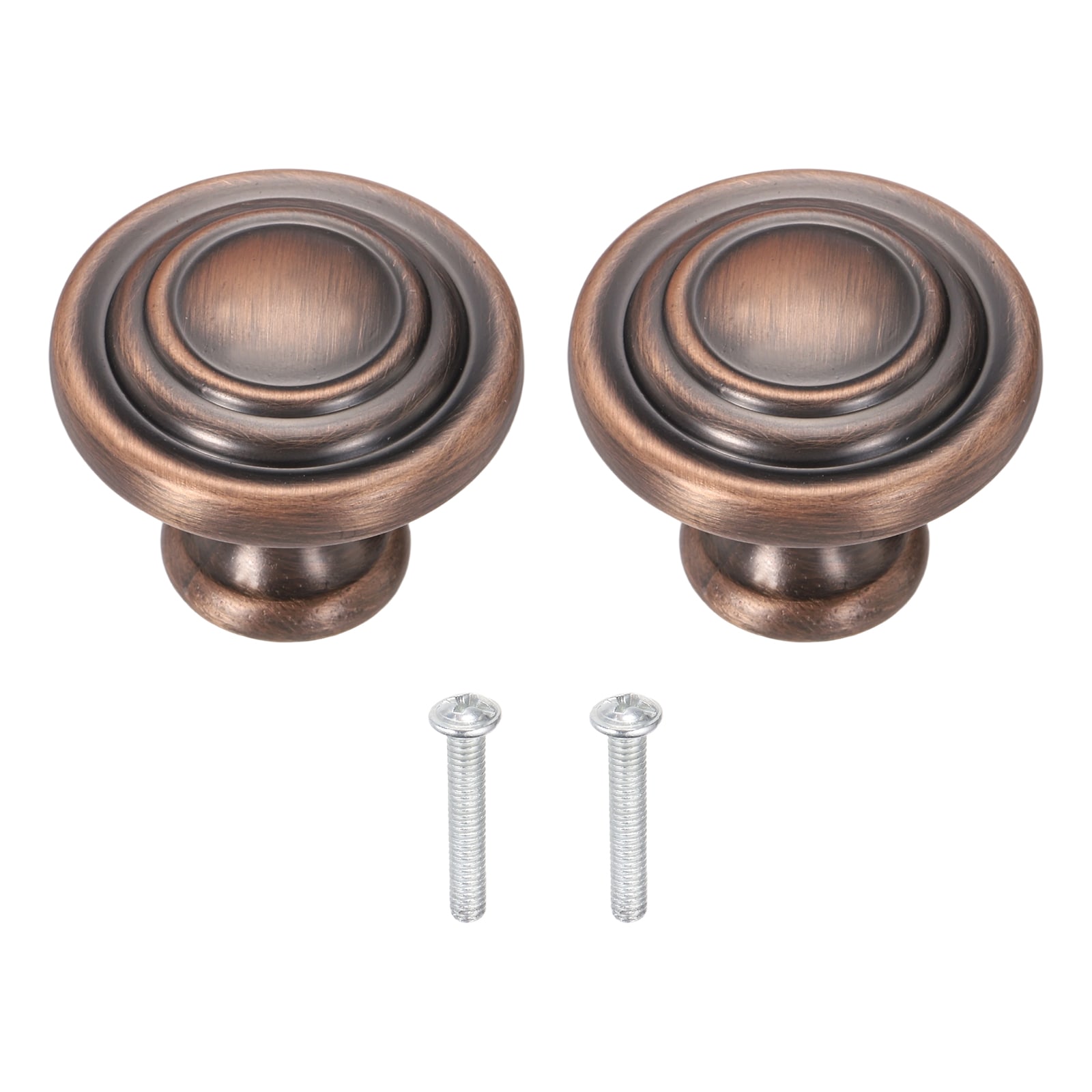 Unique Bargains 2pcs Drawer Knobs 1.3in Zinc Alloy Solid Round Drawer ...