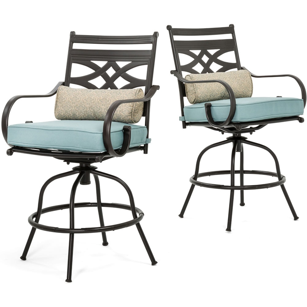 Hanover Montclair 5-Piece Blue Patio Dining Set with Blue Cushions in ...