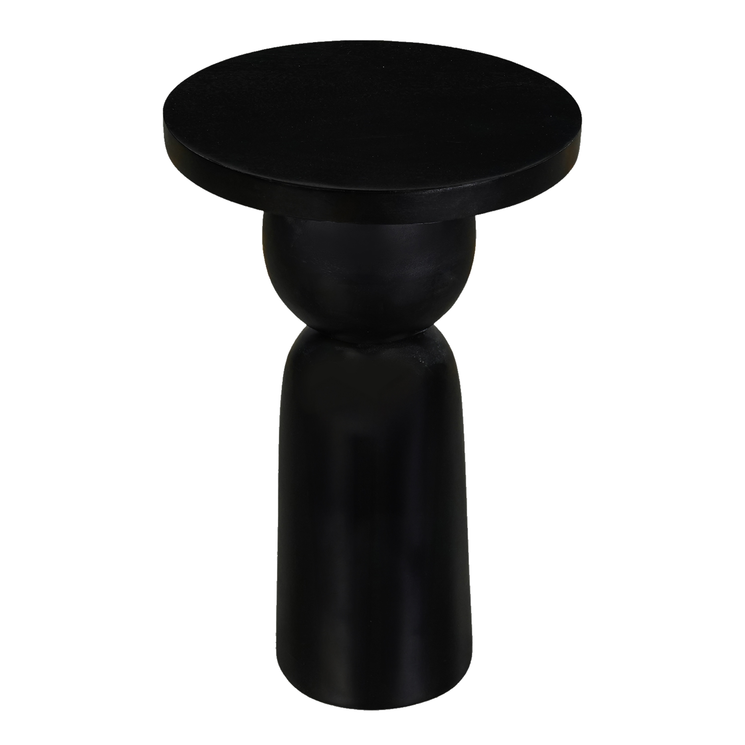 Benzara UPT-326719 12-in W x 20.5-in H Black Wood Round Modern End Table