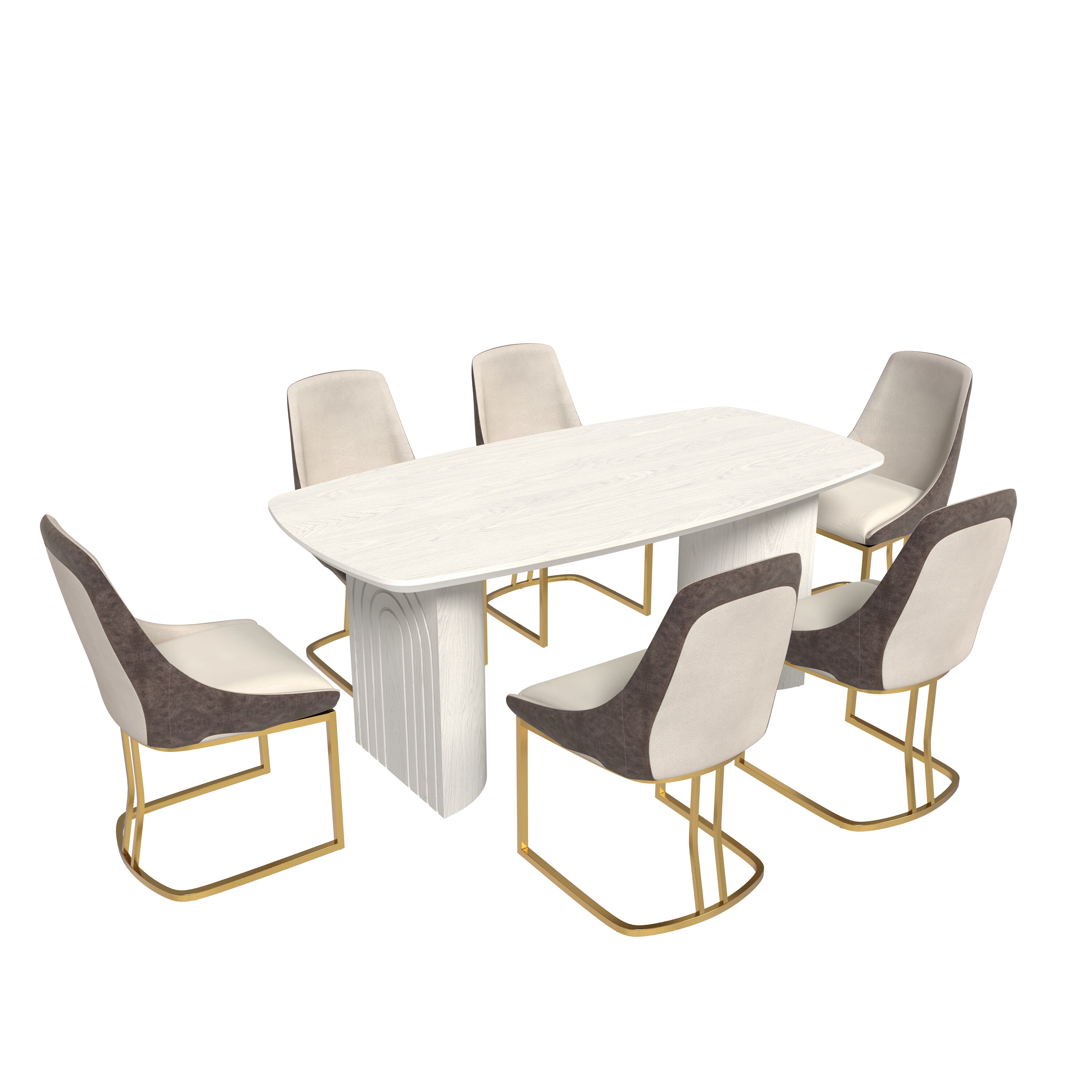 Clihome CL-1660A32GY Gray Chair/White Table Contemporary/Modern Dining Room Set with Rectangular Table ( Seats 6 )