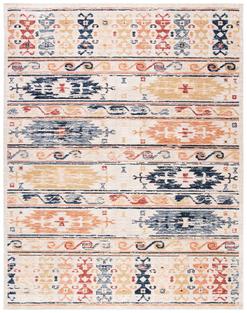 Safavieh CHL421A-8 Charleston Qashqai 8 x 10 (ft) Loomed Polypropylene Ivory/Rust Rectangular Indoor Distressed/Overdyed Southwestern Area rug