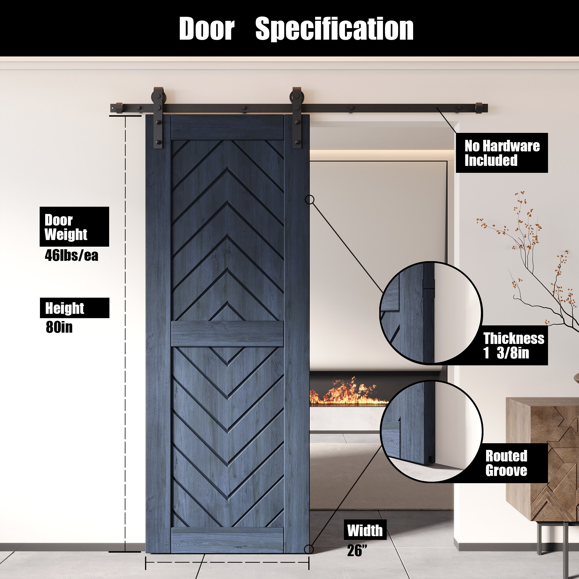 HOMACER JT2-2680-NA Barn-Doors - View #2