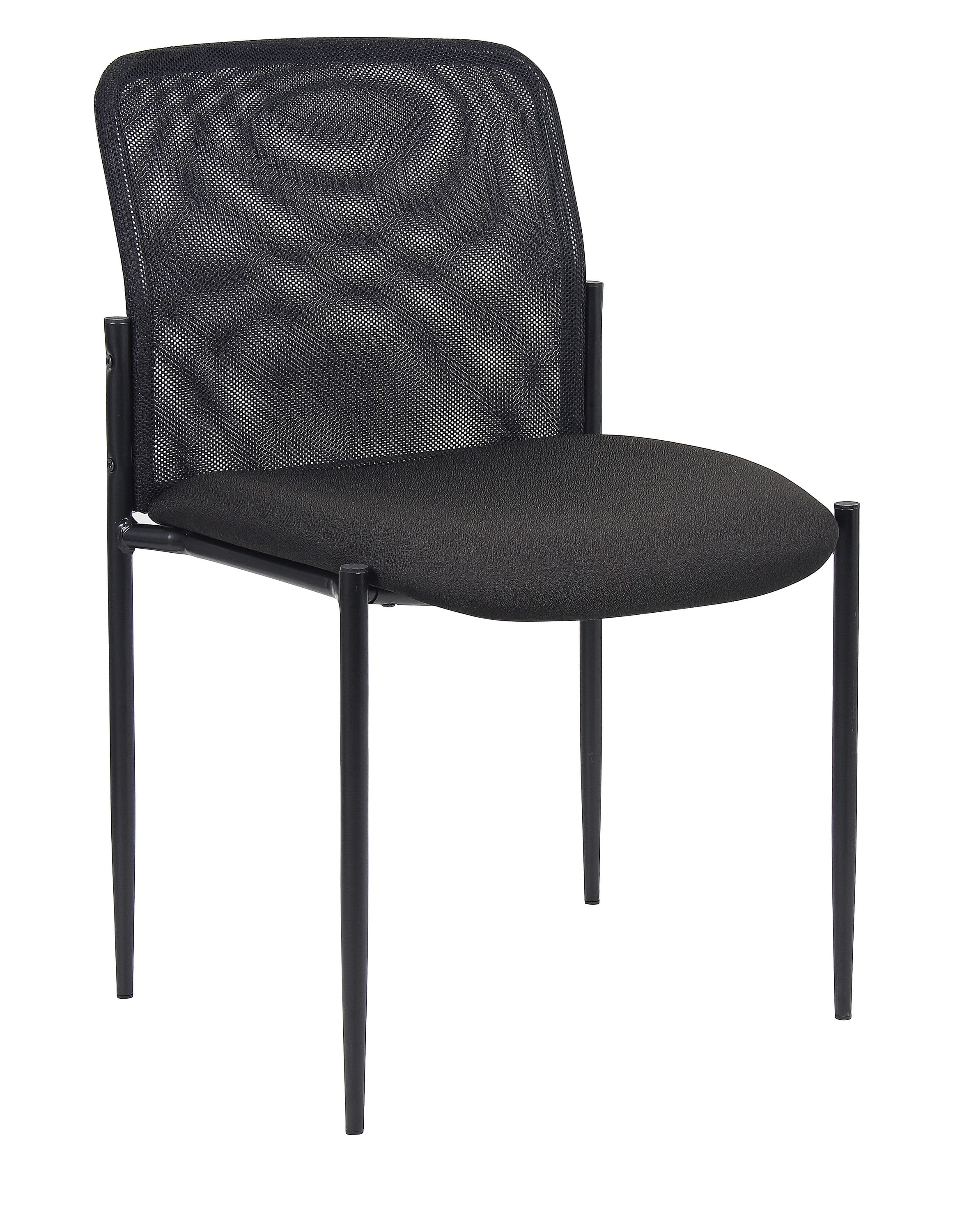 Black Mesh and Metal Stackable Guest Chair