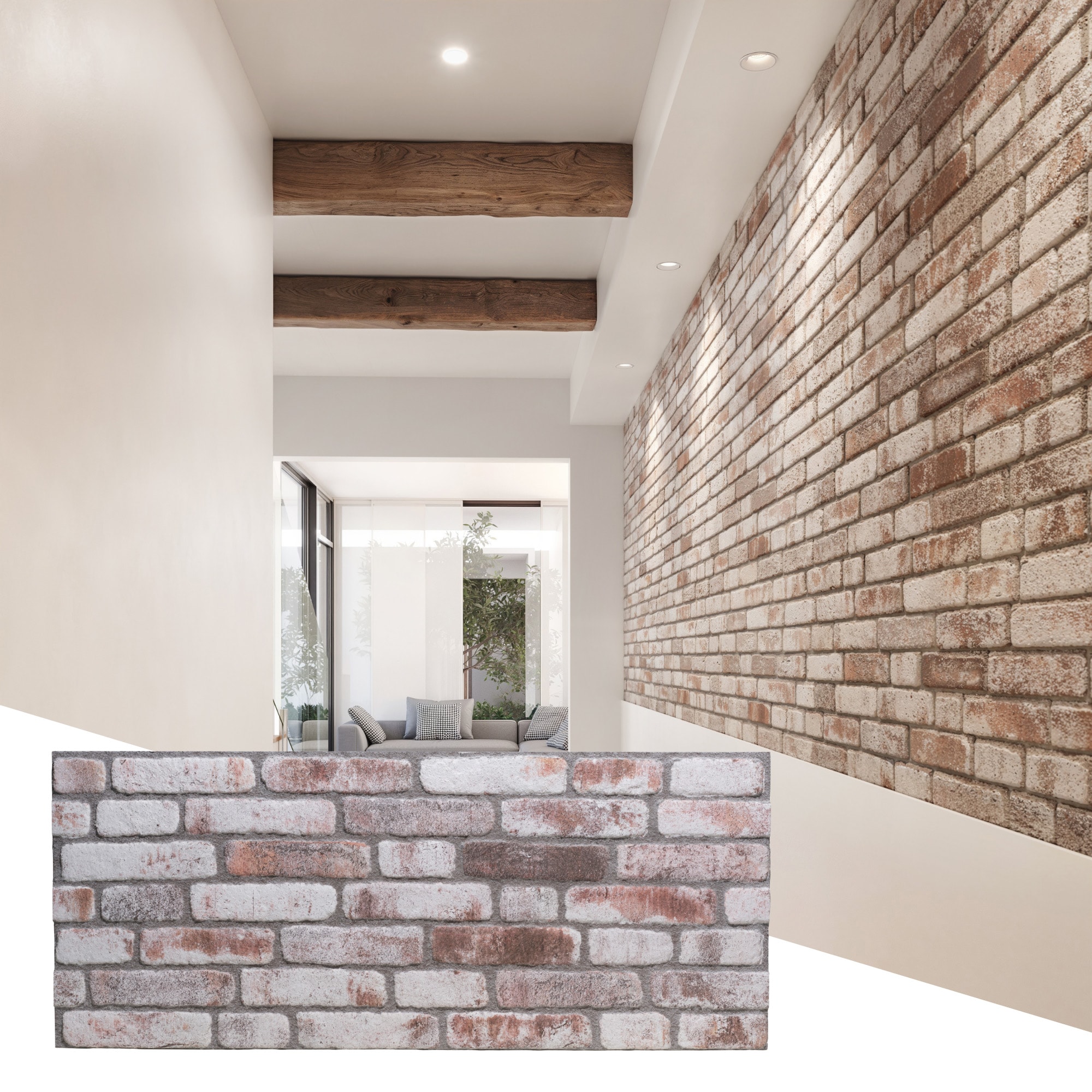 WALL!SUPPLY 79/100-in x 19-69/100-in x 47-24/100-in Rough White Polystyrene Faux Brick Wall Panel 4 -Pack