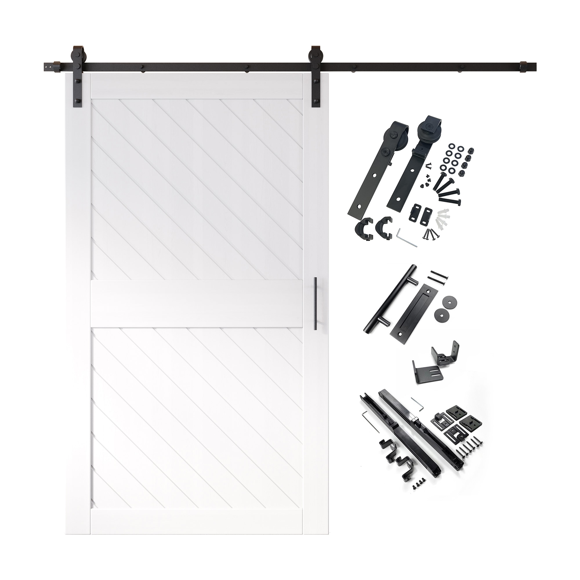 HOMACER YT1H108C-XT2-5084-WH 50-in x 84-in White Prefinished Non-standard Pine Wood Solid core Single Barn Door (Hardware Included)