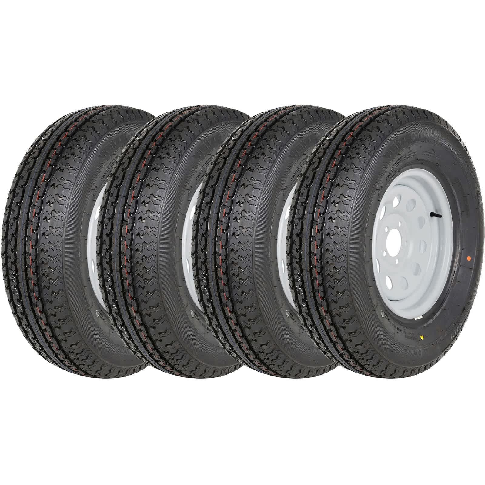 WEIZE TW-ST205/75R15-4 15 in ST205/75R15 8-ply Trailer Tire and White Wheel 5 Lug On 4.5-in Set of 4