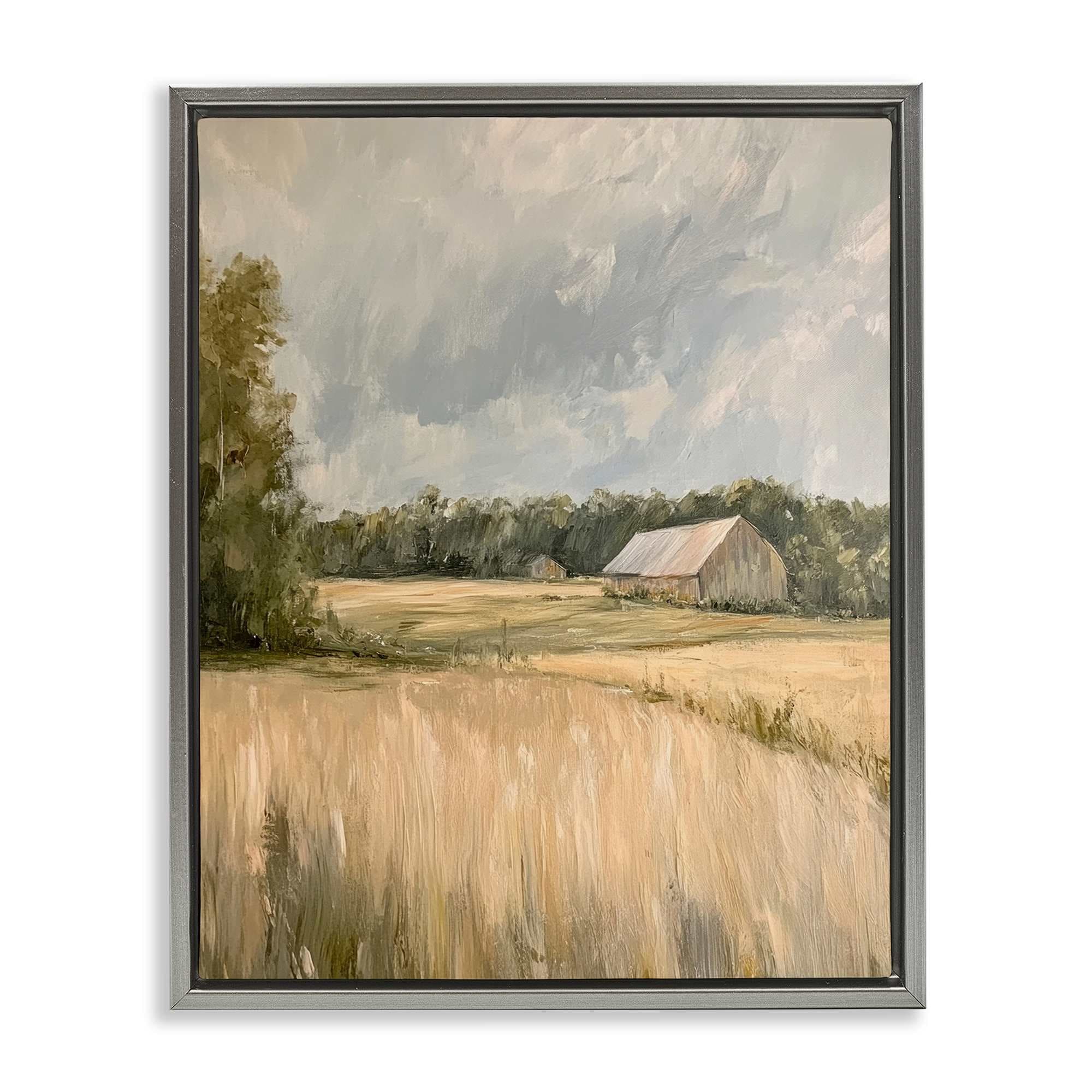 Stupell Industries BT-838-FFL-16X20 Natural Farm's Wispy Grasses Gray Framed Floater Canvas Wall Art By Petal Prints Design 17 x 21