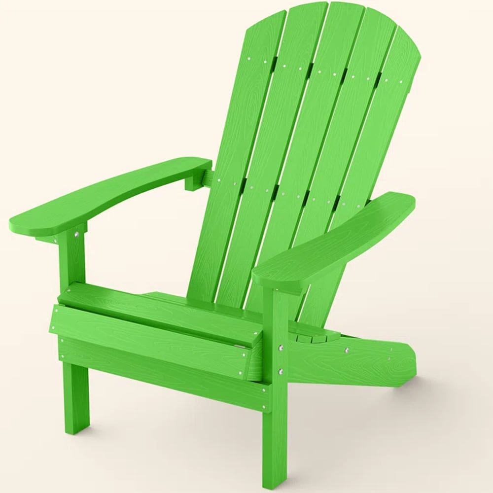 WINSOON YZ7015 Green Adirondack Chair Green Plastic Frame Stationary Adirondack Chair with Green Slat Seat