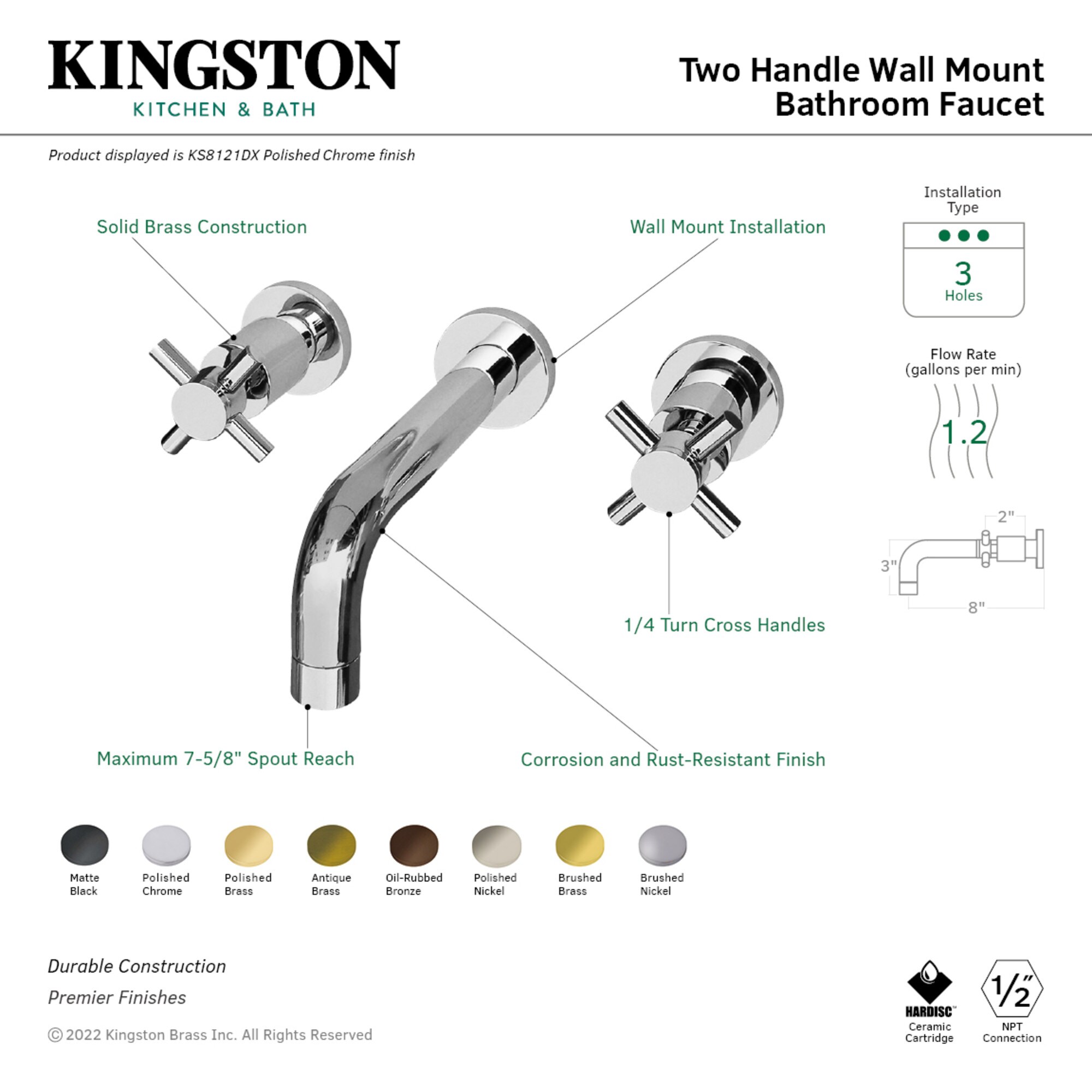 Kingston Brass WLKS8122DX Lavatory-Faucets - View #3