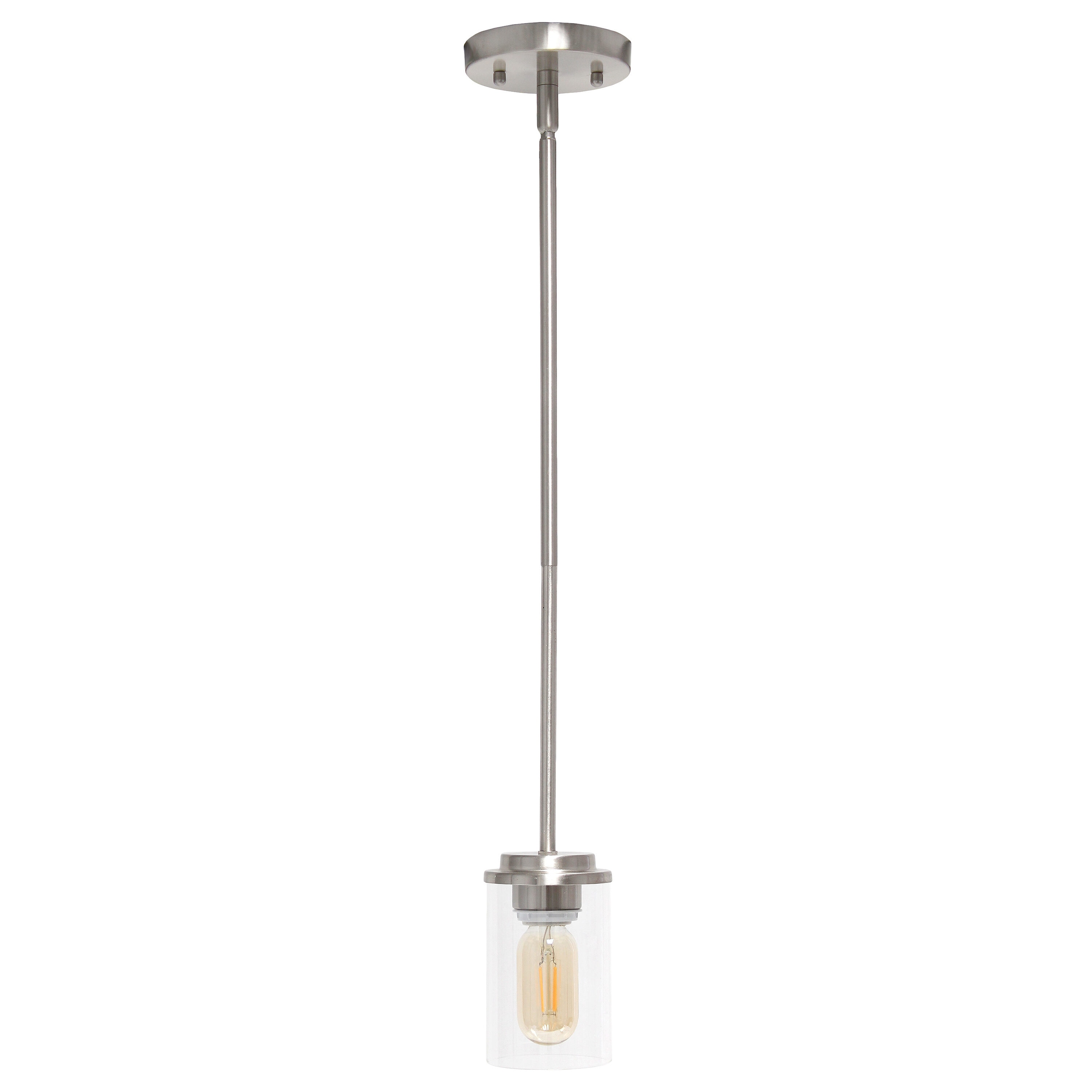 Lalia Home LHP-3011-BN Studio Loft Brushed nickel Traditional Clear glass Cylinder Mini Hanging Pendant light