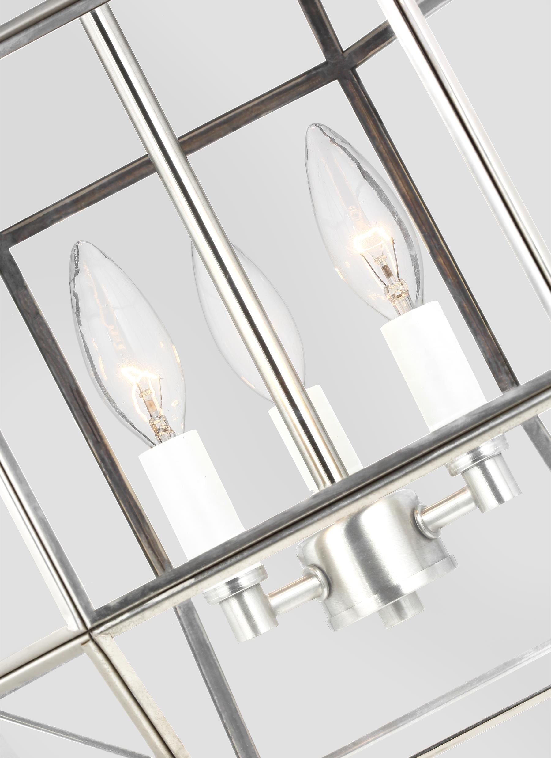 Brushed Nickel Glass Jar Indoor/Outdoor Lantern